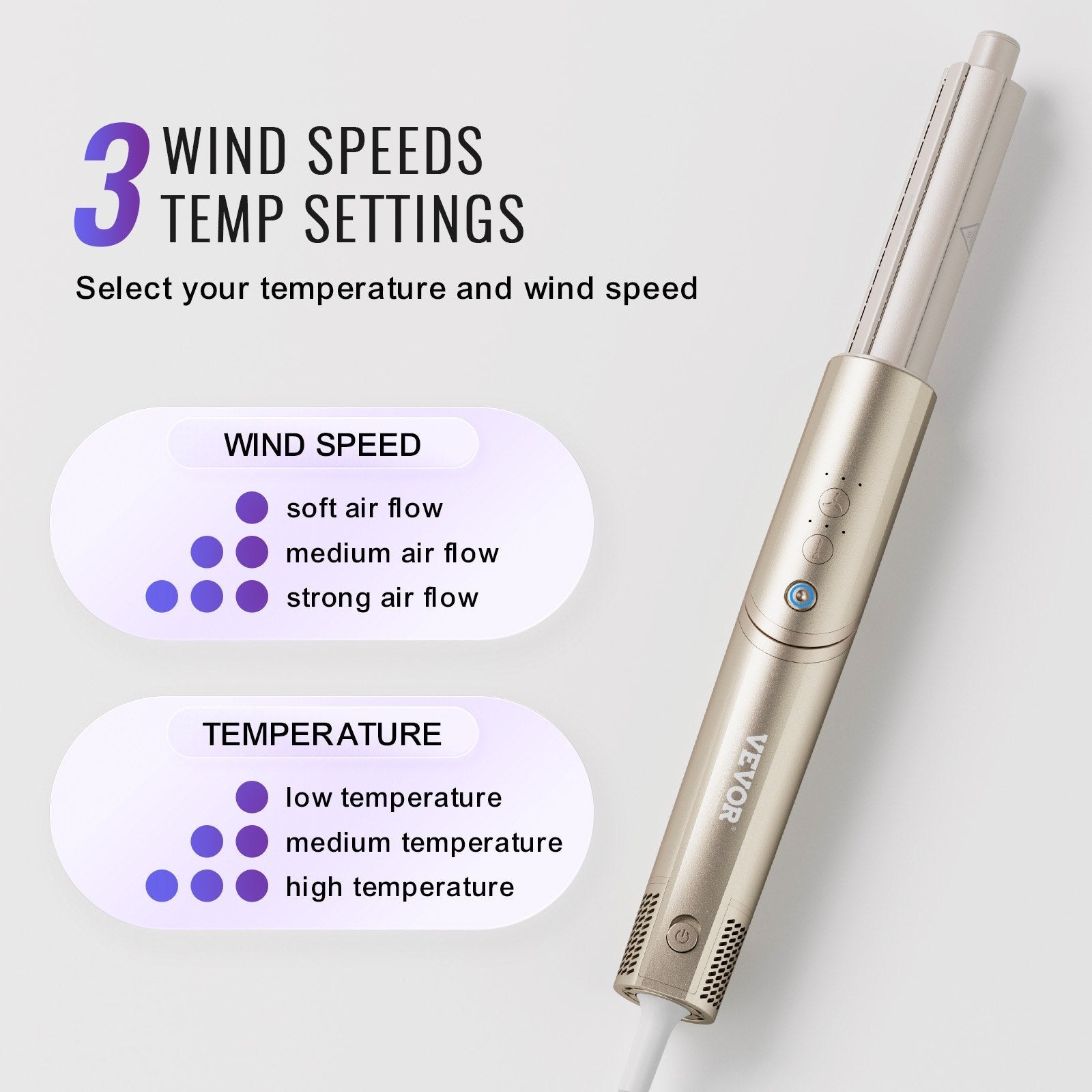 VEVOR 8 in 1 Curling Iron Set 1.25-Inch Ceramic Hair Curling Wand All Hair Types 