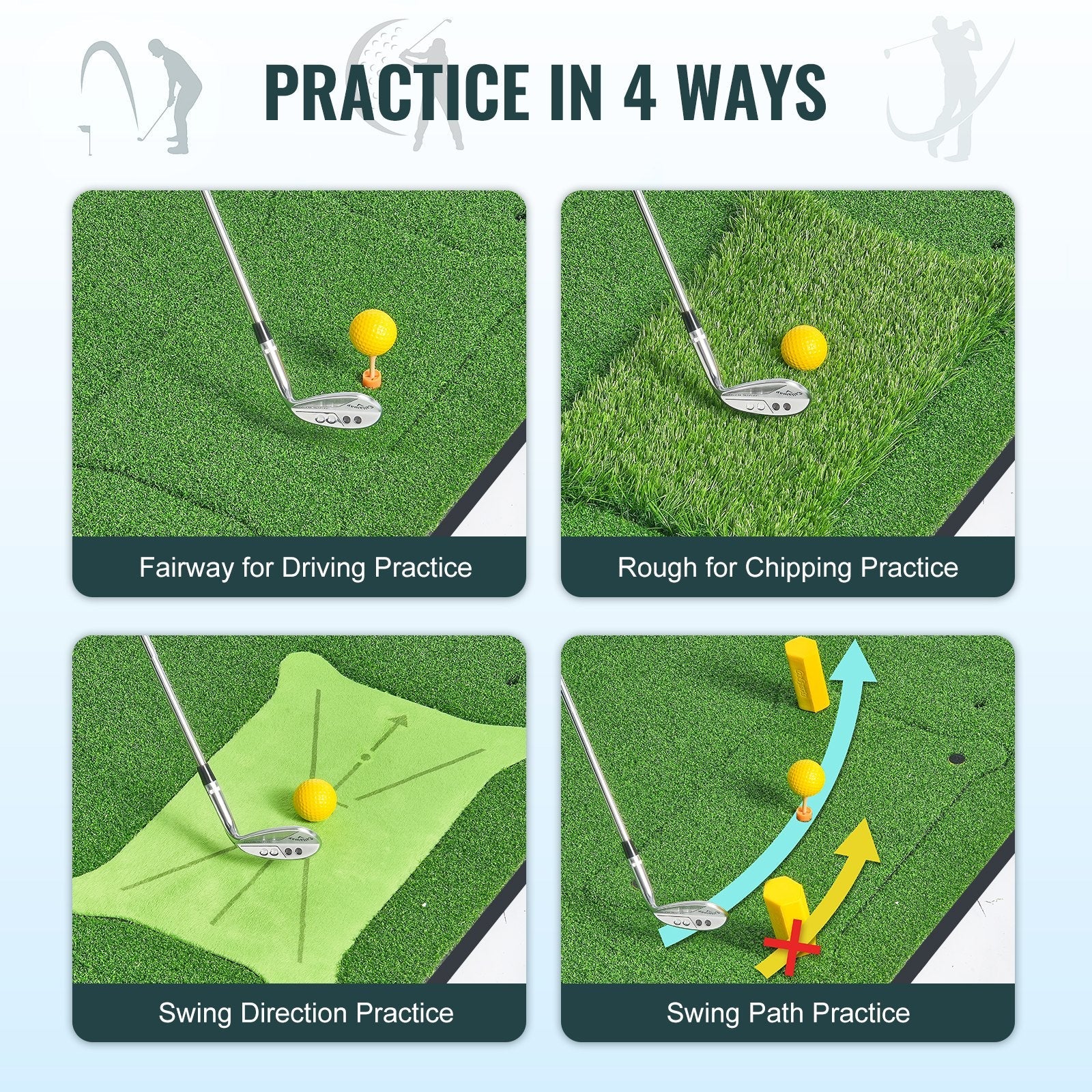 VEVOR PRO 5x4ft Golf Hitting Mat Turf Golf Training Aid Indoor Outdoor Practice 