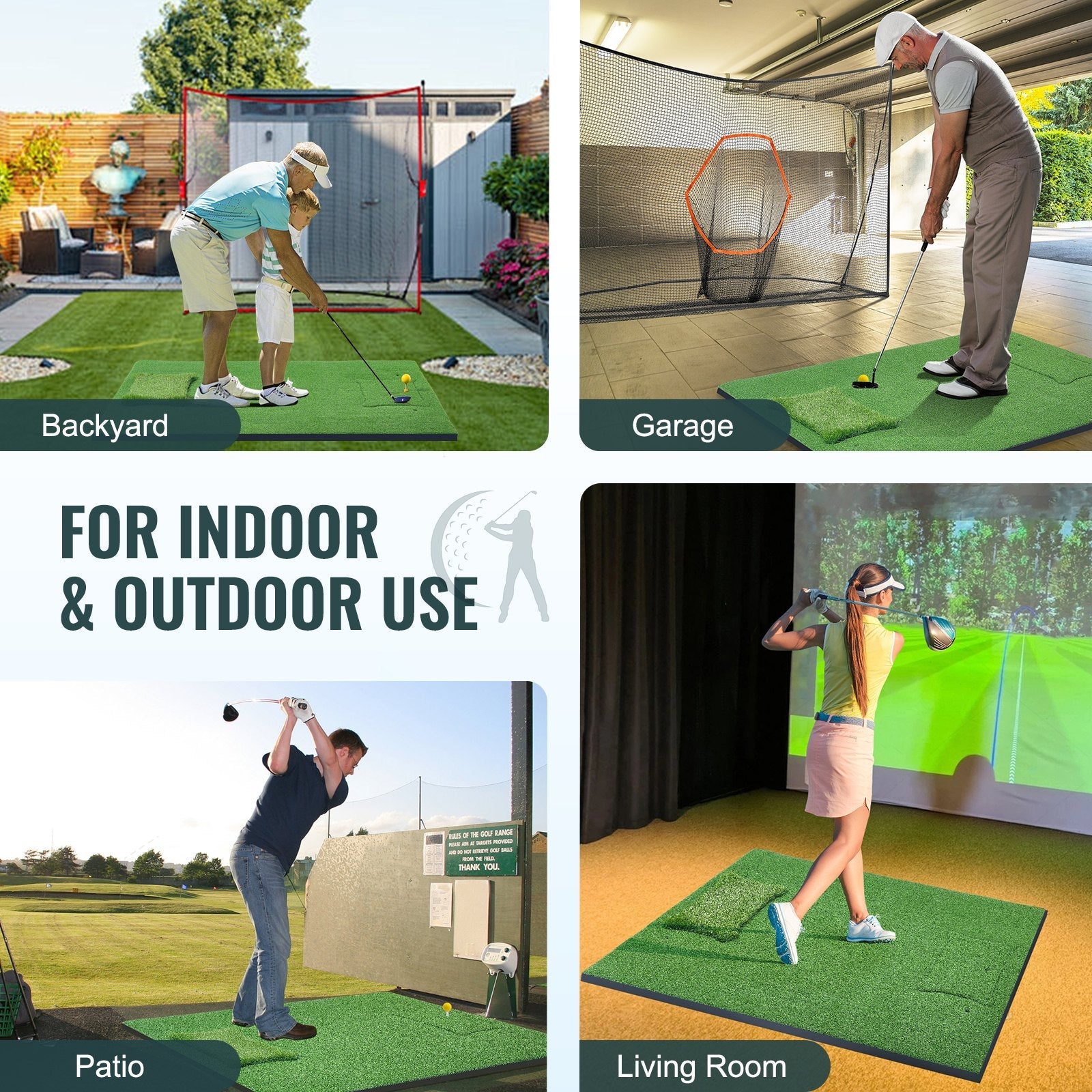 VEVOR PRO 5x4ft Golf Hitting Mat Turf Golf Training Aid Indoor Outdoor Practice 