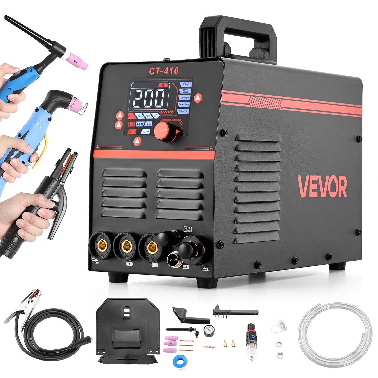 VEVOR 3-in-1 Plasma Cutter Welder Combo - CUT/TIG/MMA, 50A Non-Contact Cutting Machine & 200A TIG Stick Welder, Digital 110/220V Dual Voltage with 2T/4T/PA/PT Function for Home Repairs Workshops 