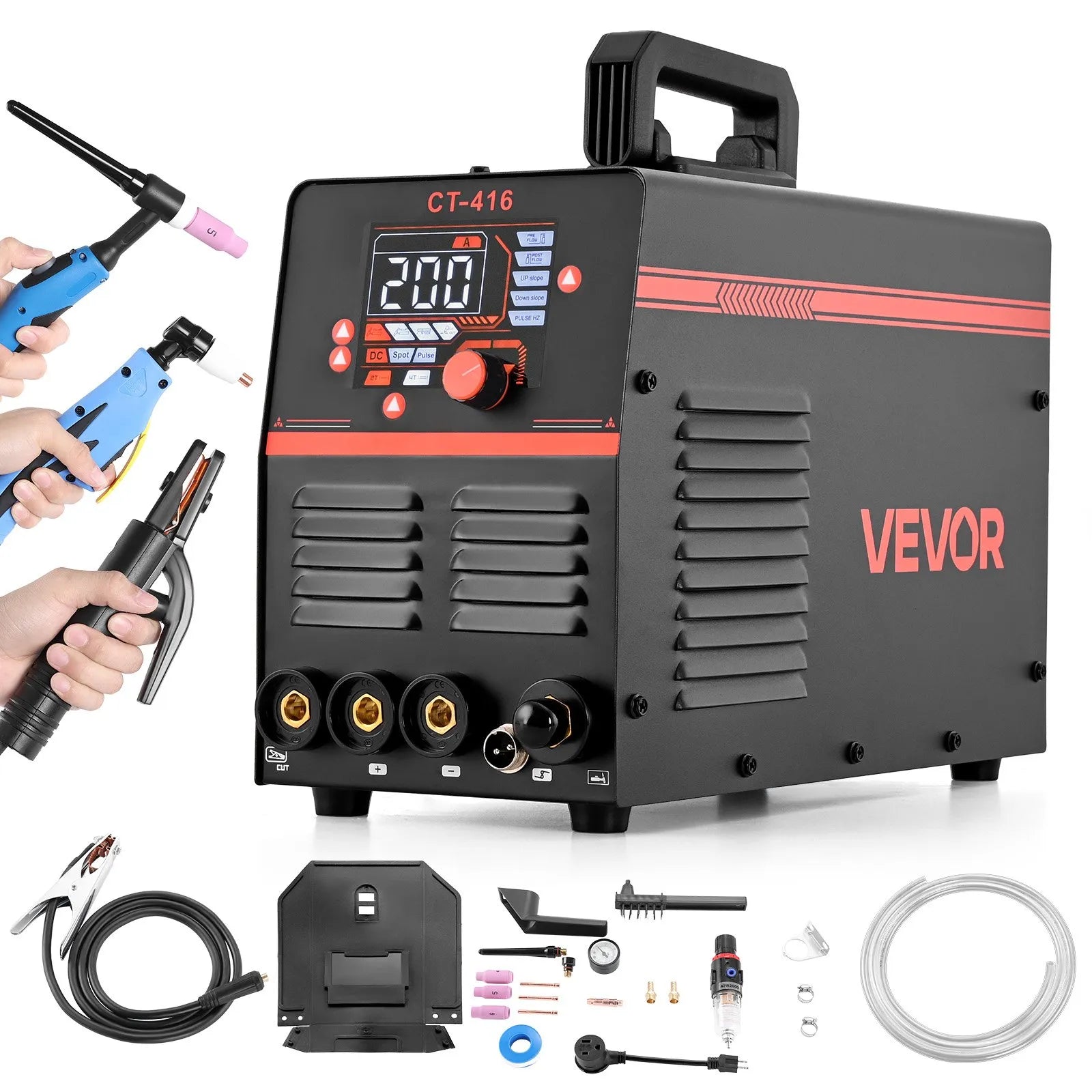 VEVOR 3-in-1 Plasma Cutter Welder Combo - CUT/TIG/MMA, 50A Plasma Cutting Machine & 200A TIG Stick Welder, Digital 110/220V Dual Voltage with 2T/4T/PA/PT Function for Home Repairs, Workshops 