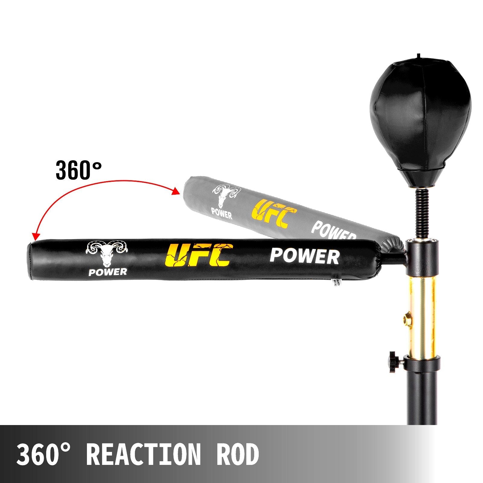 VEVOR Boxing Speed Trainer, Punching Bag Spinning Bar, Training Boxing Ball with Reflex Bar & Gloves, Solid Speed Punching Bag Free Standing, Adjustable Height, for Man, with A Ball 