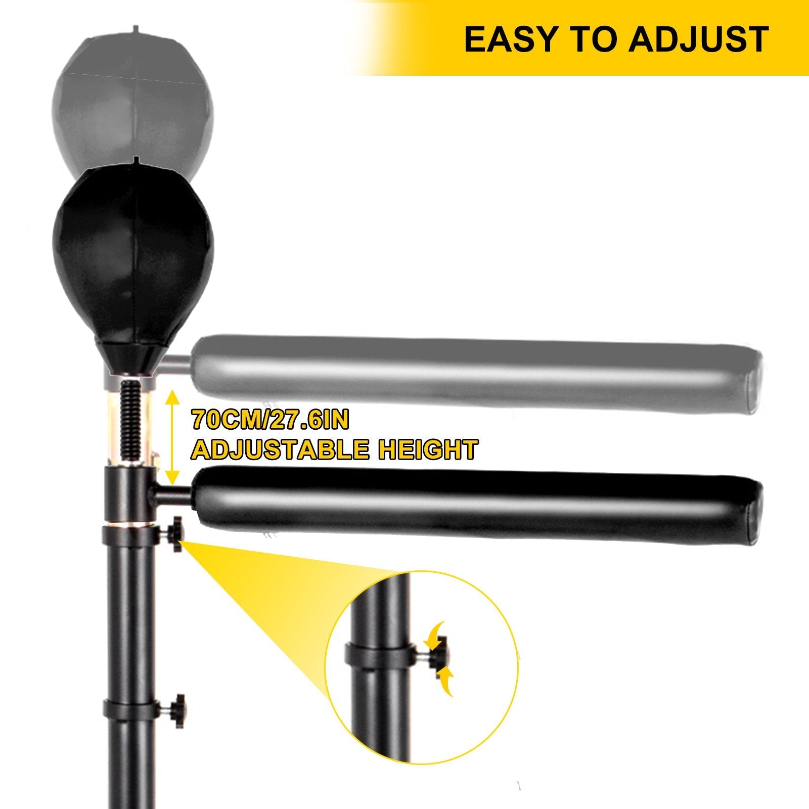 VEVOR Boxing Speed Trainer, Punching Bag Spinning Bar, Training Boxing Ball with Reflex Bar & Gloves, Solid Speed Punching Bag Free Standing, Adjustable Height, for Man, with A Ball 
