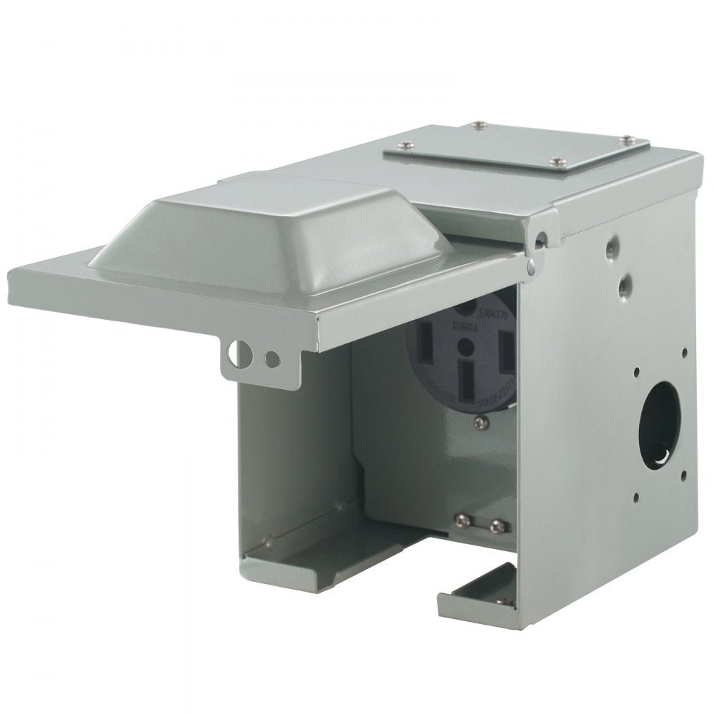 VEVOR 50 Amp RV Power Outlet Box, 125/250 Volt, Enclosed Lockable Outdoor RV Receptacle Box, NEMA 14-50R Weatherproof Electrical Panel, for RV Camper Trailer Motorhome Tested to UL Standards 