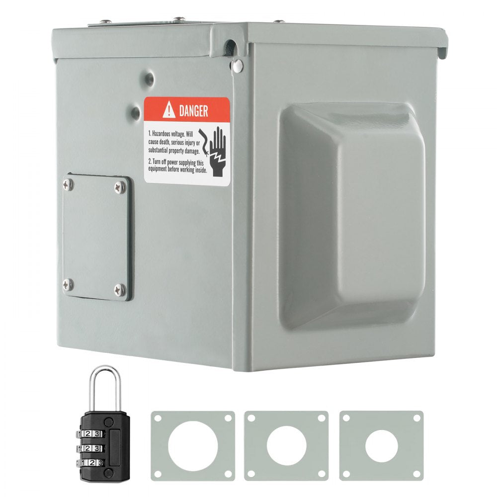 VEVOR 50 Amp RV Power Outlet Box, 125/250 Volt, Enclosed Lockable Outdoor RV Receptacle Box, NEMA 14-50R Weatherproof Electrical Panel, for RV Camper Trailer Motorhome Tested to UL Standards 