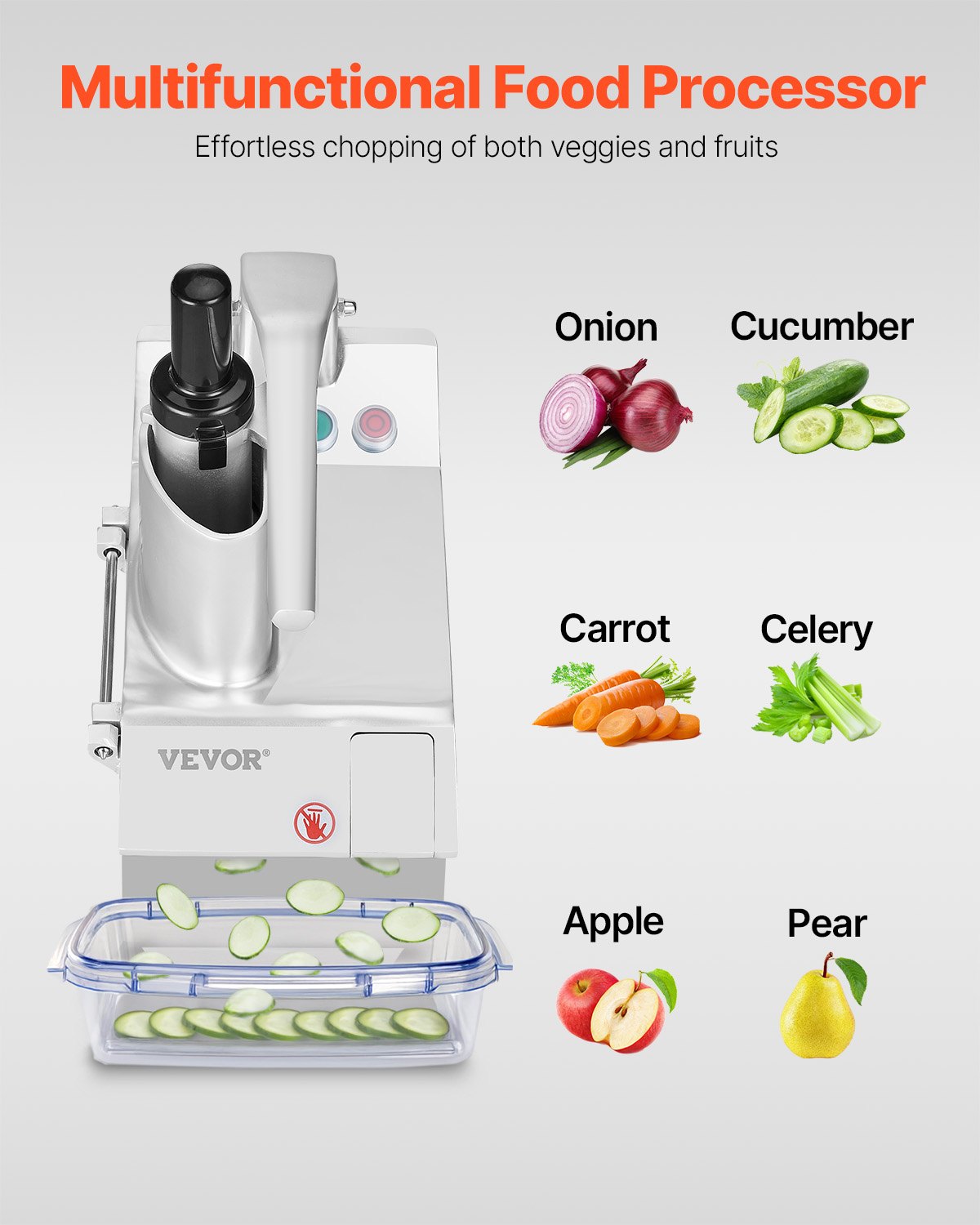 VEVOR Food Processor & Vegetable Chopper w/ 6 Blades Food-Grade Stainless Steel 