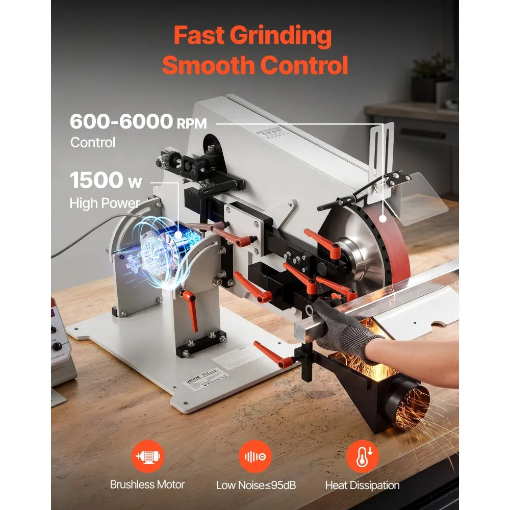 1500W Variable Speed Belt Grinder Sander with VFD, 72" x 2" Knife Making Belt Grinder, 3 Grinding Modes, Forward & Reverse Rotation