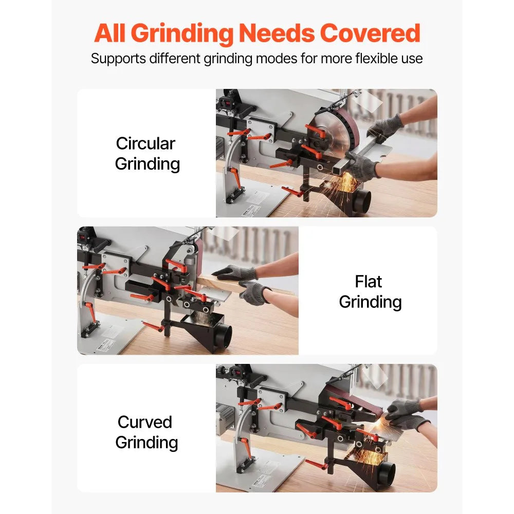 1500W Variable Speed Belt Grinder Sander with VFD, 72" x 2" Knife Making Belt Grinder, 3 Grinding Modes, Forward & Reverse Rotation