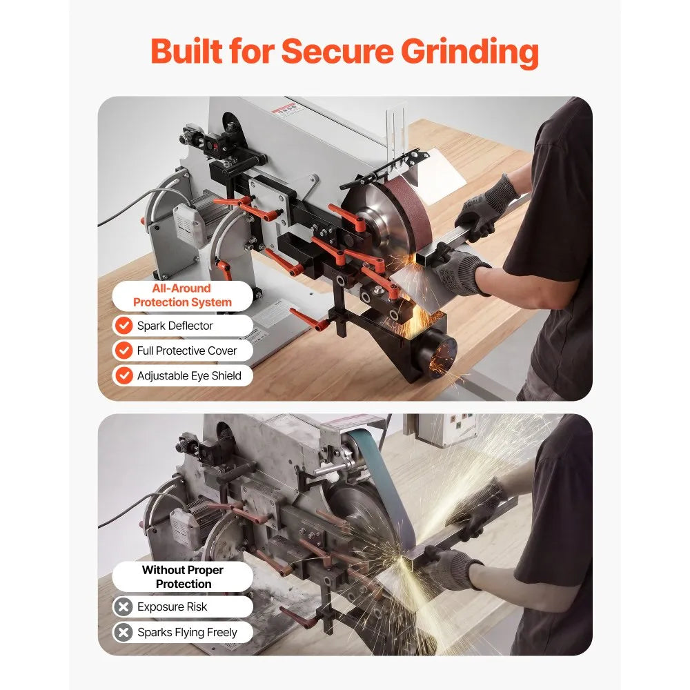 1500W Variable Speed Belt Grinder Sander with VFD, 72" x 2" Knife Making Belt Grinder, 3 Grinding Modes, Forward & Reverse Rotation