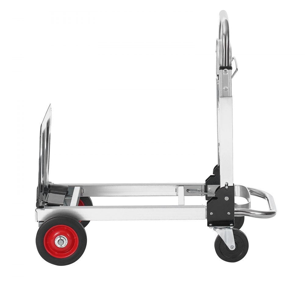 VEVOR Aluminum Hand Truck, 2 in 1, 400 lbs Load Capacity, Heavy Duty Industrial Convertible Folding Hand Truck and Dolly, Utility Cart Converts from Hand Truck to Platform Cart with Rubber Wheels 