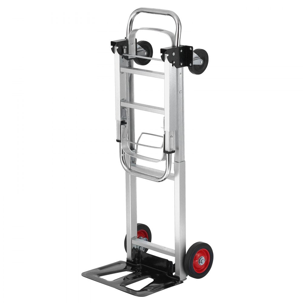 VEVOR Aluminum Hand Truck, 2 in 1, 400 lbs Load Capacity, Heavy Duty Industrial Convertible Folding Hand Truck and Dolly, Utility Cart Converts from Hand Truck to Platform Cart with Rubber Wheels 