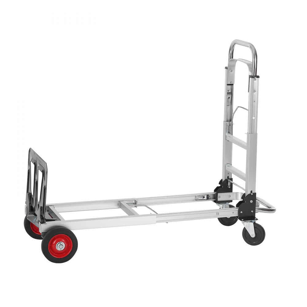 VEVOR Aluminum Hand Truck, 2 in 1, 400 lbs Load Capacity, Heavy Duty Industrial Convertible Folding Hand Truck and Dolly, Utility Cart Converts from Hand Truck to Platform Cart with Rubber Wheels 