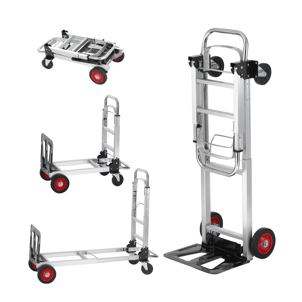VEVOR Aluminum Hand Truck, 2 in 1, 400 lbs Load Capacity, Heavy Duty Industrial Convertible Folding Hand Truck and Dolly, Utility Cart Converts from Hand Truck to Platform Cart with Rubber Wheels 