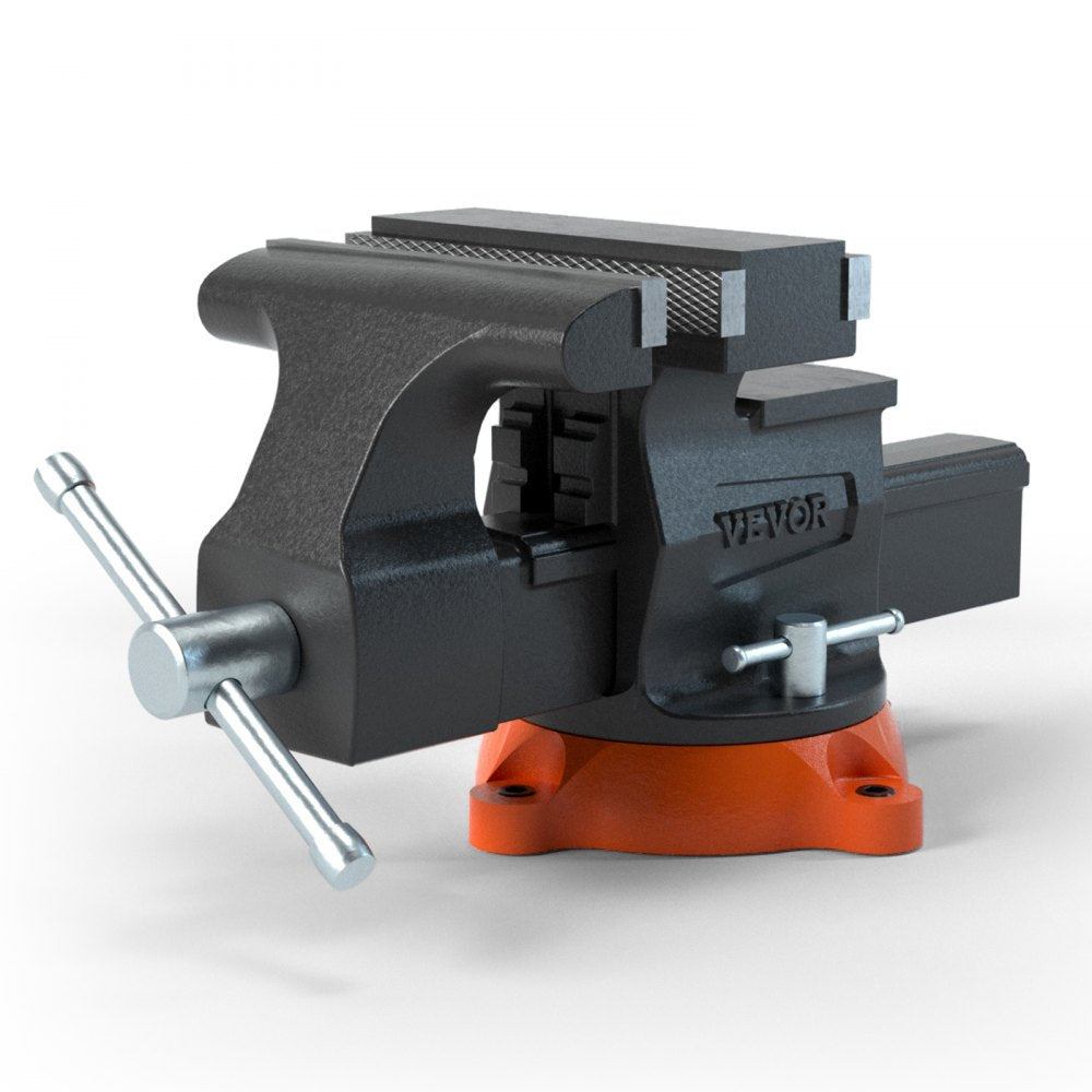 VEVOR Bench Vise, 6.5" Jaw Width 6.5" Forward &9.3" Reverse Opening, 360-Degree Swivel Locking Base Multipurpose Workbench with Anvil, Heavy Duty Ductile Iron with Bolts & Nuts, for Drilling, Pipe Cut 