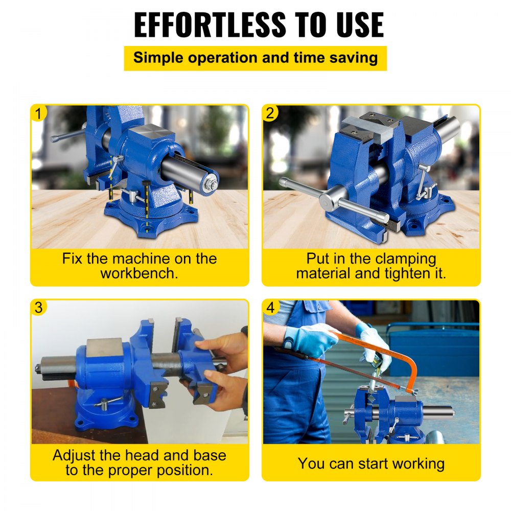 VEVOR 5" Heavy Duty Bench Vise, Double Swivel Rotating Vise Head/Body Rotates 360°,Pipe Vise Bench Vices 30Kn Clamping Force,for Clamping Fixing Equipment Home or Industrial Use 