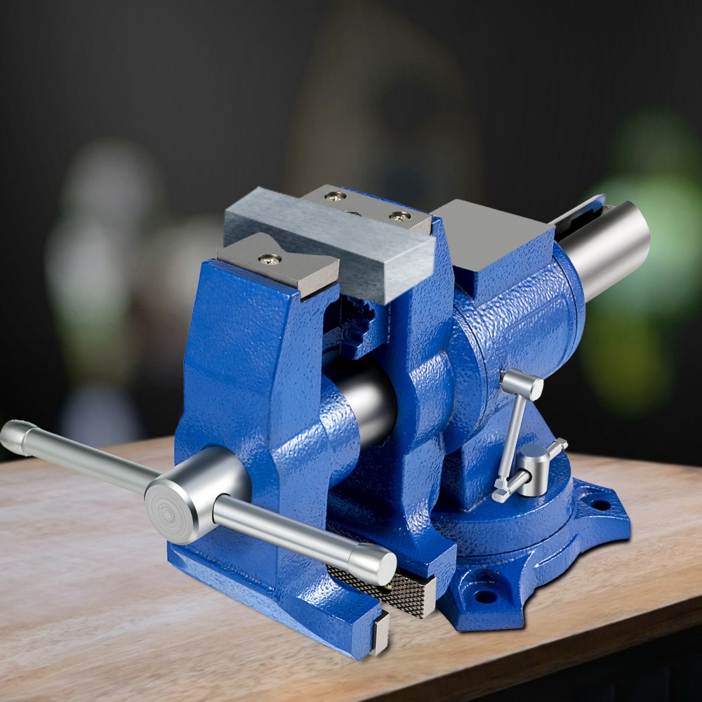 VEVOR 5" Heavy Duty Bench Vise, Double Swivel Rotating Vise Head/Body Rotates 360°,Pipe Vise Bench Vices 30Kn Clamping Force,for Clamping Fixing Equipment Home or Industrial Use 