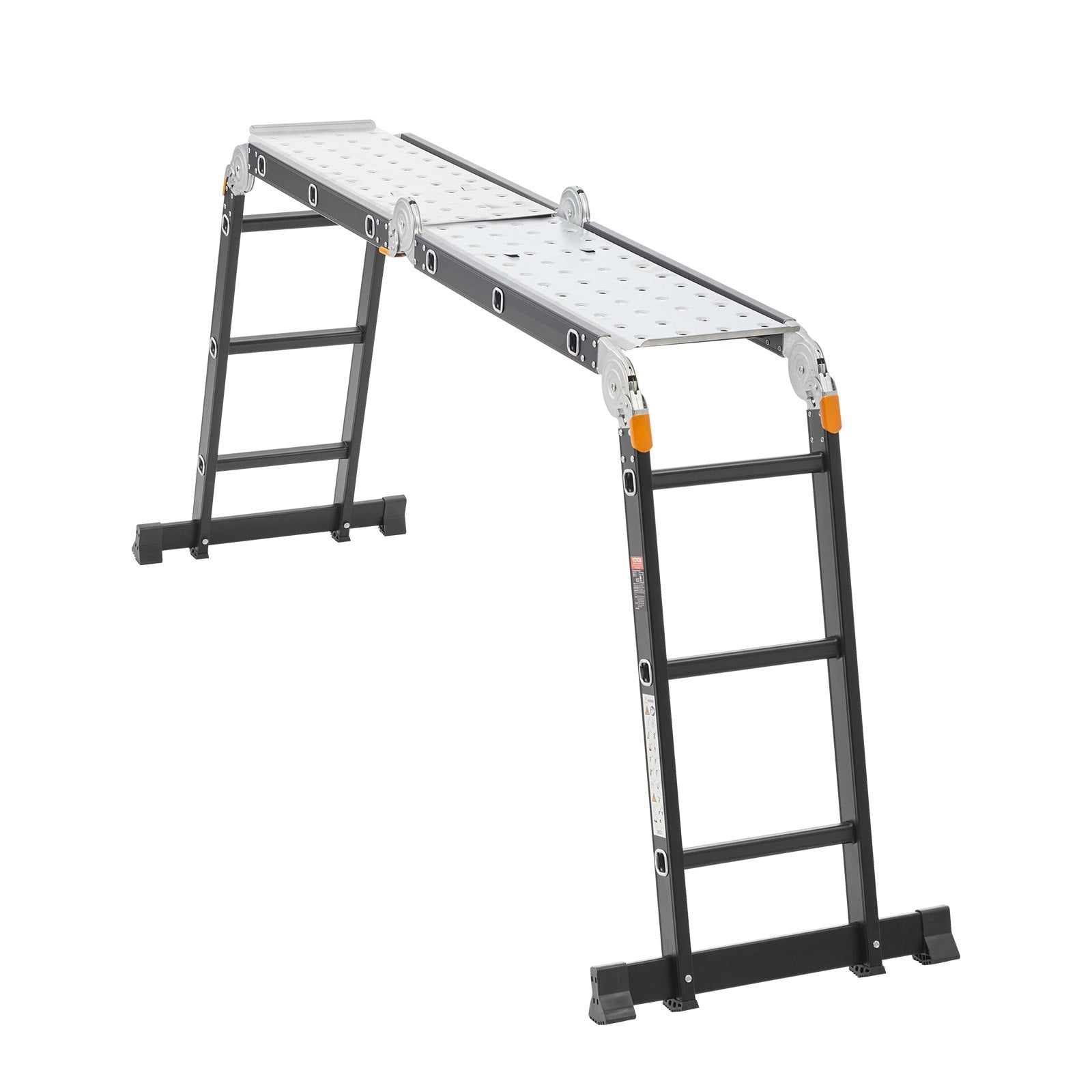 VEVOR Multi-Purpose Folding Ladder 7-in-1 3 Step 12ft with Scaffolding Plank 