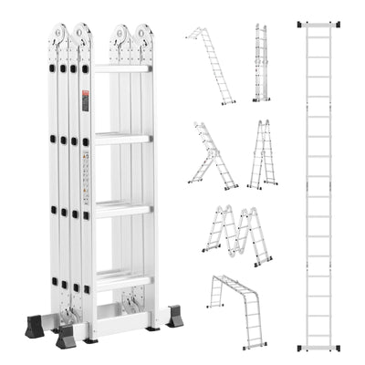 VEVOR Multi-Purpose Folding Ladder 7-in-1 4 Step 15.5ft Reach Height for Work 