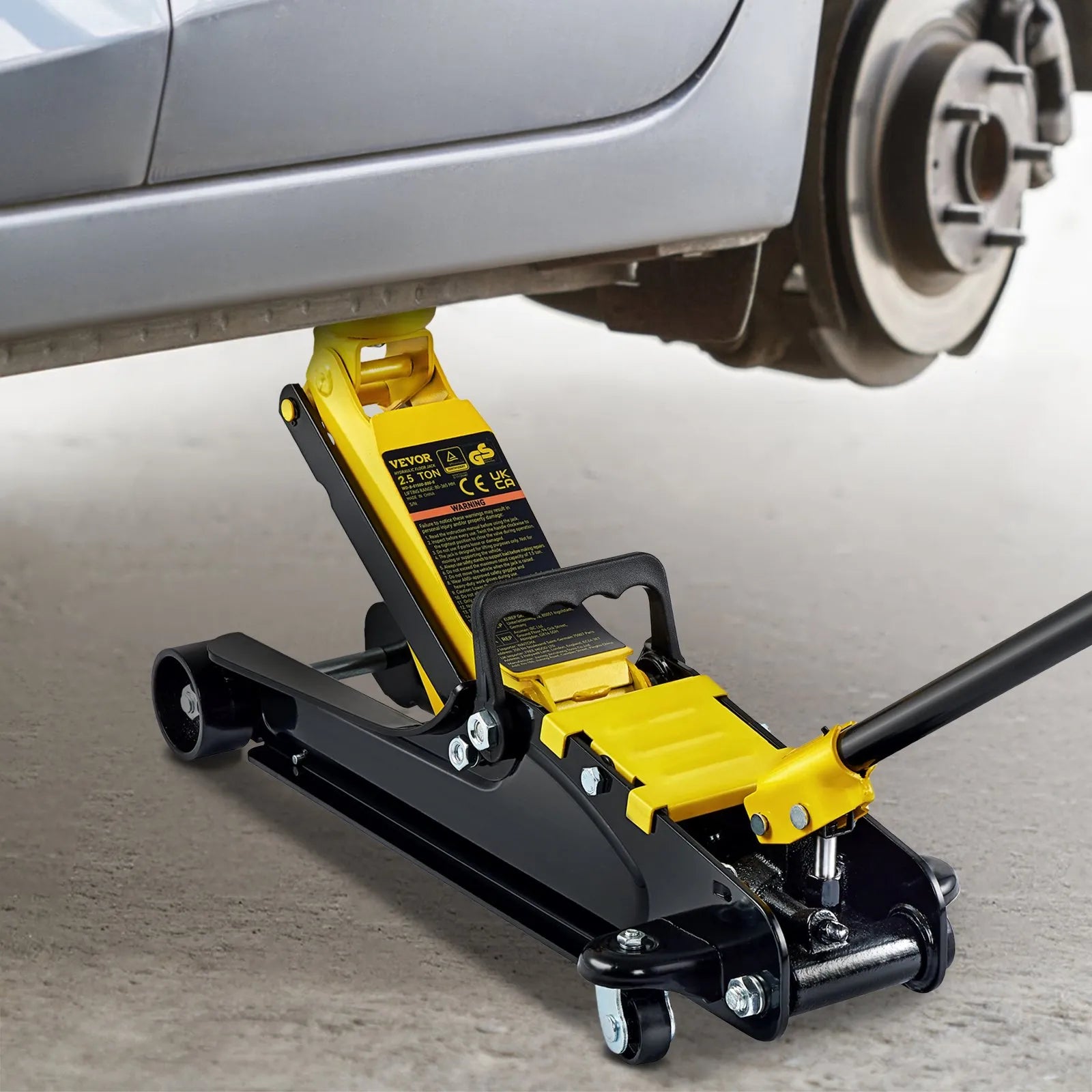VEVOR Floor Jack, 2.5 Ton Low Profile Floor Jack, Heavy-duty Steel Racing Floor Jack With Single Piston Lift Pump, Floor Jack Lifting Range 3.35"-14.96"