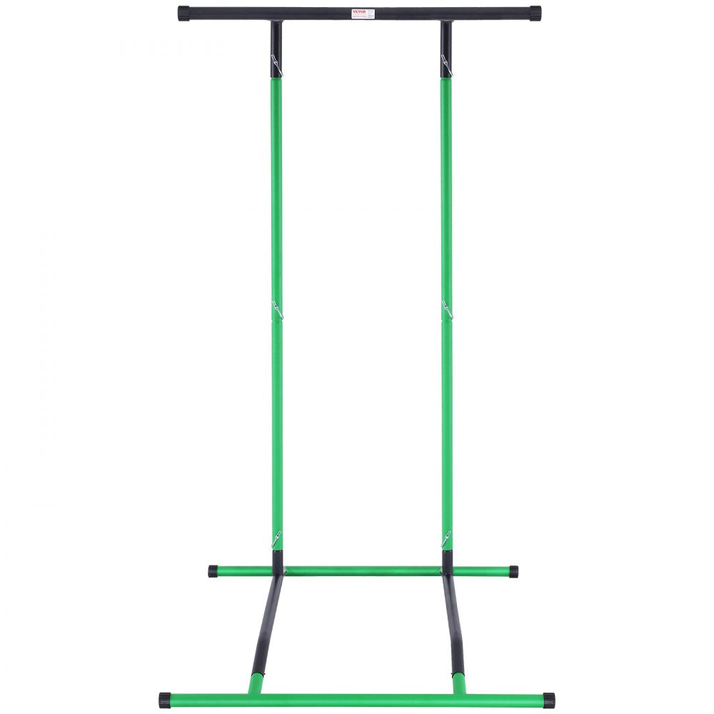 VEVOR Power Tower Dip Station, 2-Level Height Adjustable Pull Up Bar Stand, Multi-Function Strength Training Workout Equipment, Home Gym Fitness Dip Bar Station, 220LBS Weight Capacity, Black & Green 