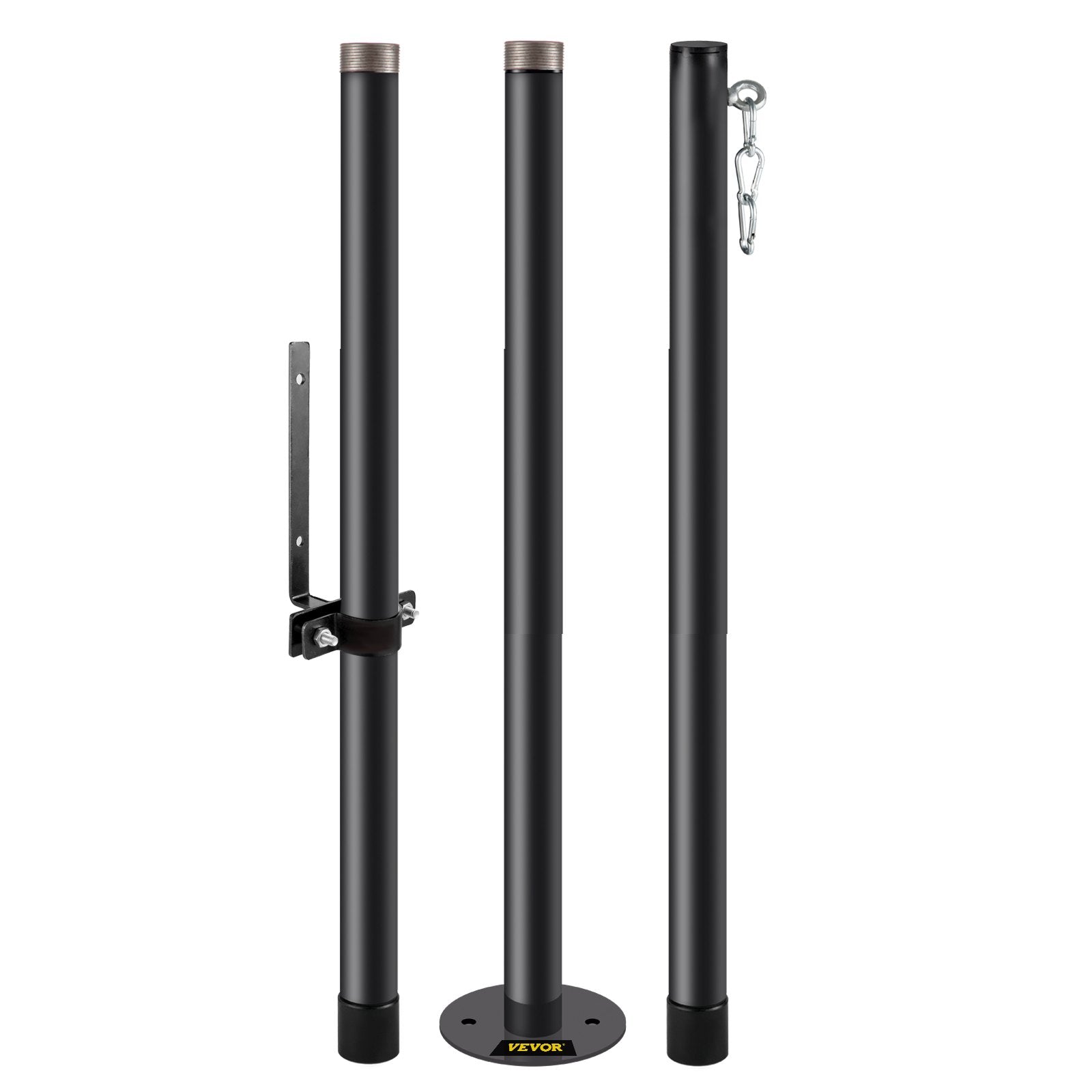 VEVOR String Light Pole, 9.6ft Light String Pole, 1.75in Patio Light Pole, Powder Coated Steel String Light Pole Stand for Outdoor, Metal String Poles with A Clamp Used for Yard, Patio, Wedding, Party 