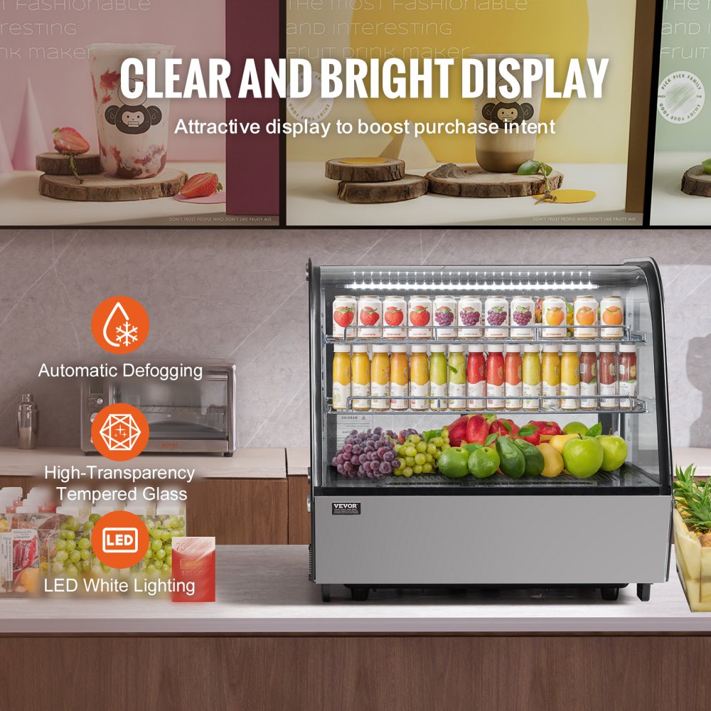 VEVOR Refrigerated Display Case Bakery Display Fridge Case 4.2 cu ft/115L 2-Tier 