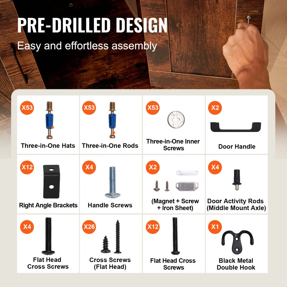 VEVOR Cat Litter Box Enclosure Wooden Litter Box Furniture Hidden with 3 Shelves 