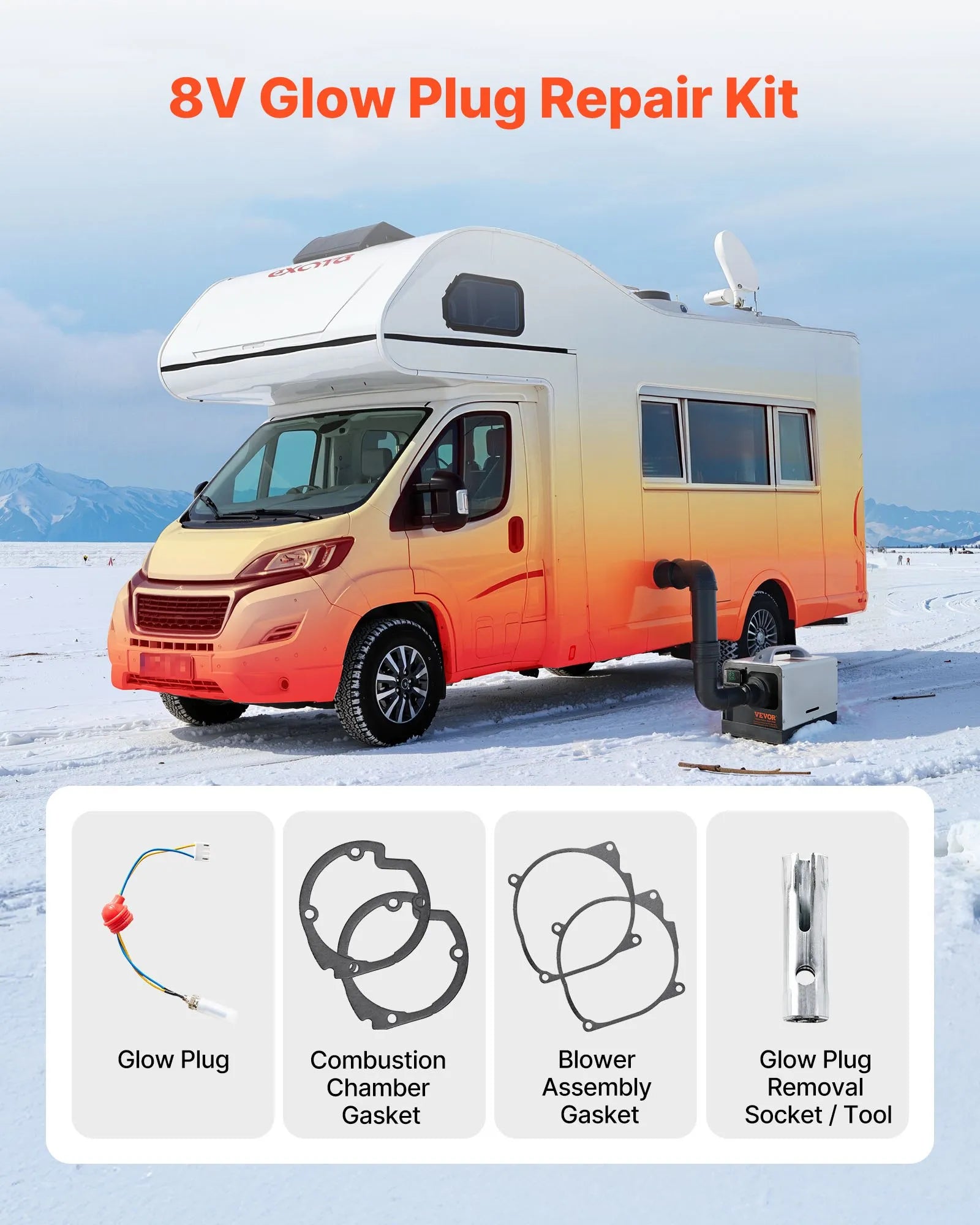 VEVOR 8V Glow Plug Repair Kit, Glow Plug Heater Repair Parking Heater Maintenance Kit with Atomization Mesh, Compatible with 2KW 5KW 8KW Diesel Air Heaters Models, Diesel Heaters Parts for Car Truck 