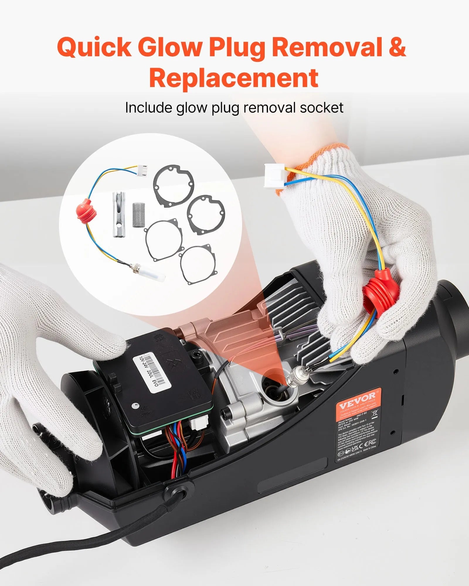 VEVOR 8V Glow Plug Repair Kit, Glow Plug Heater Repair Parking Heater Maintenance Kit with Atomization Mesh, Compatible with 2KW 5KW 8KW Diesel Air Heaters Models, Diesel Heaters Parts for Car Truck 