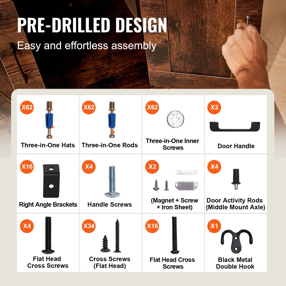 VEVOR Cat Litter Box Enclosure Wooden Litter Box Furniture Hidden with 4 Shelves 