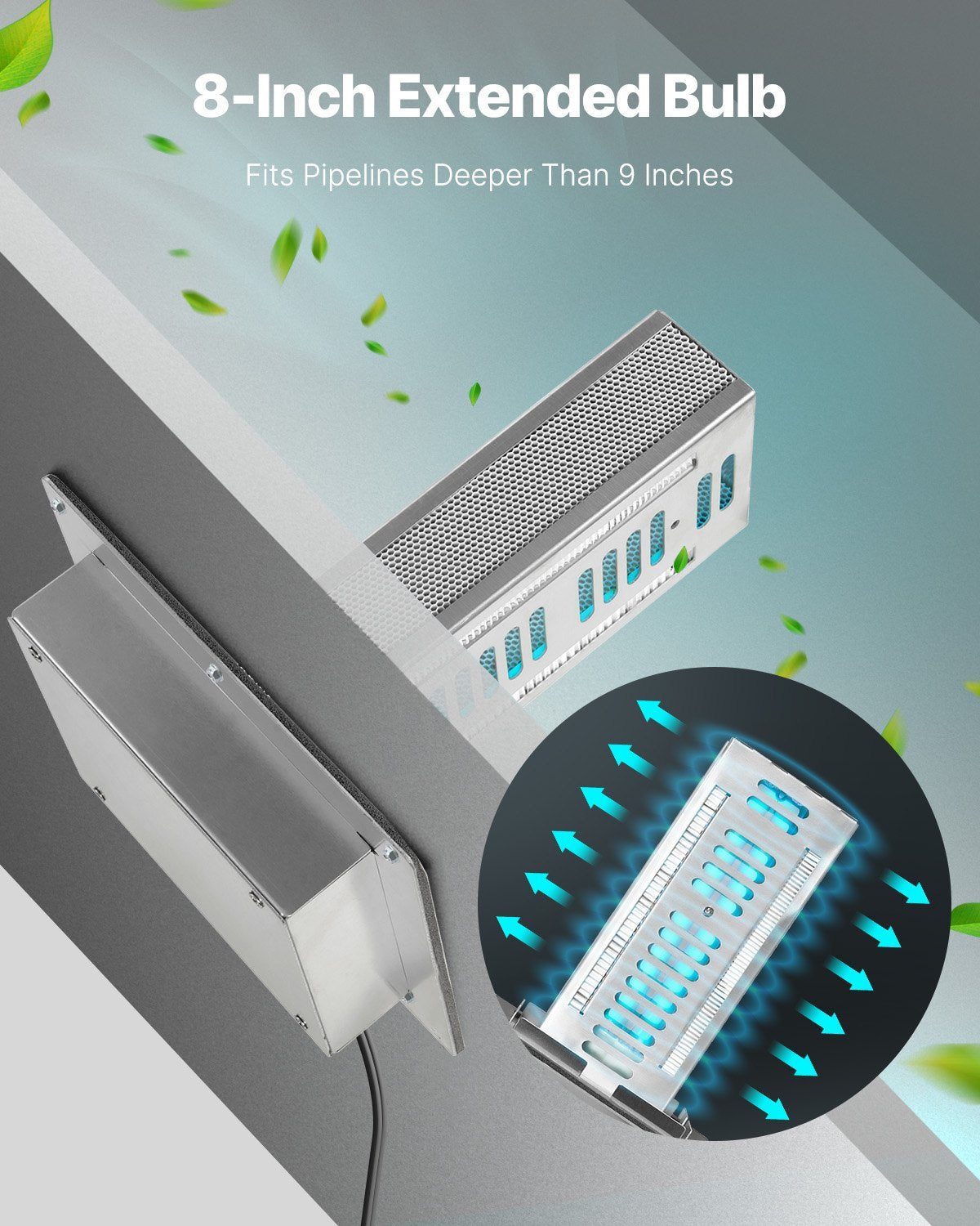 VEVOR HVAC Air Purifier Whole House 18W 9inch UV Light in Duct PCO Technology 