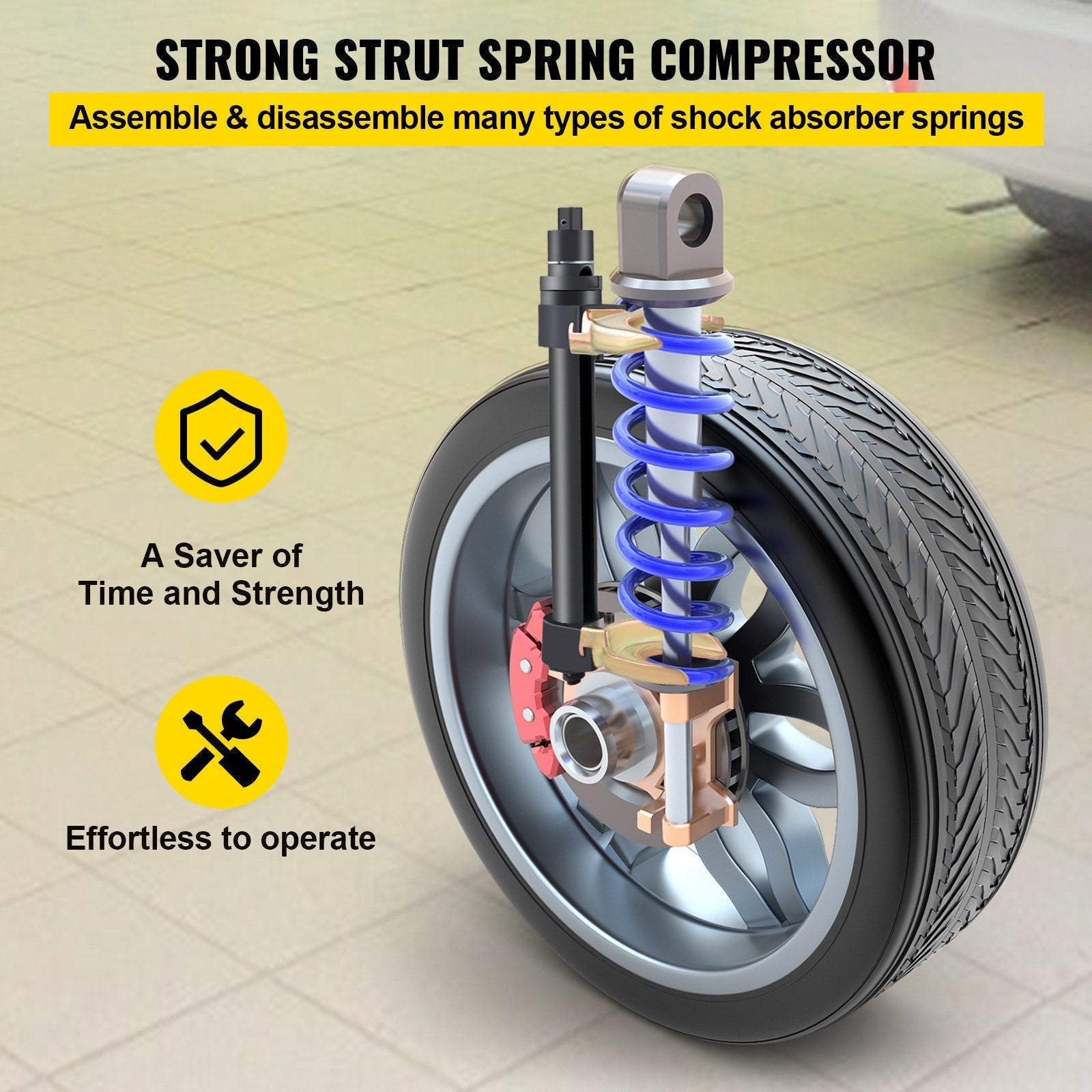 VEVOR Strut Spring Compressor, 3 Pairs Jaws Different Size Fork Spring Compressor Kit, Interchangeable Fork Coil Extractor Tool Set, Heavy-Duty Steel Spring Compressor Tool, Tool Spring Compressor 