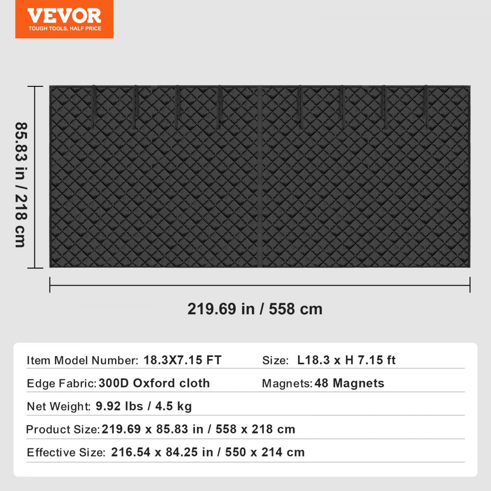 VEVOR Garage Door Screen for Winter 18.3 x 7.15 ft Garage Door Insulation Kit 