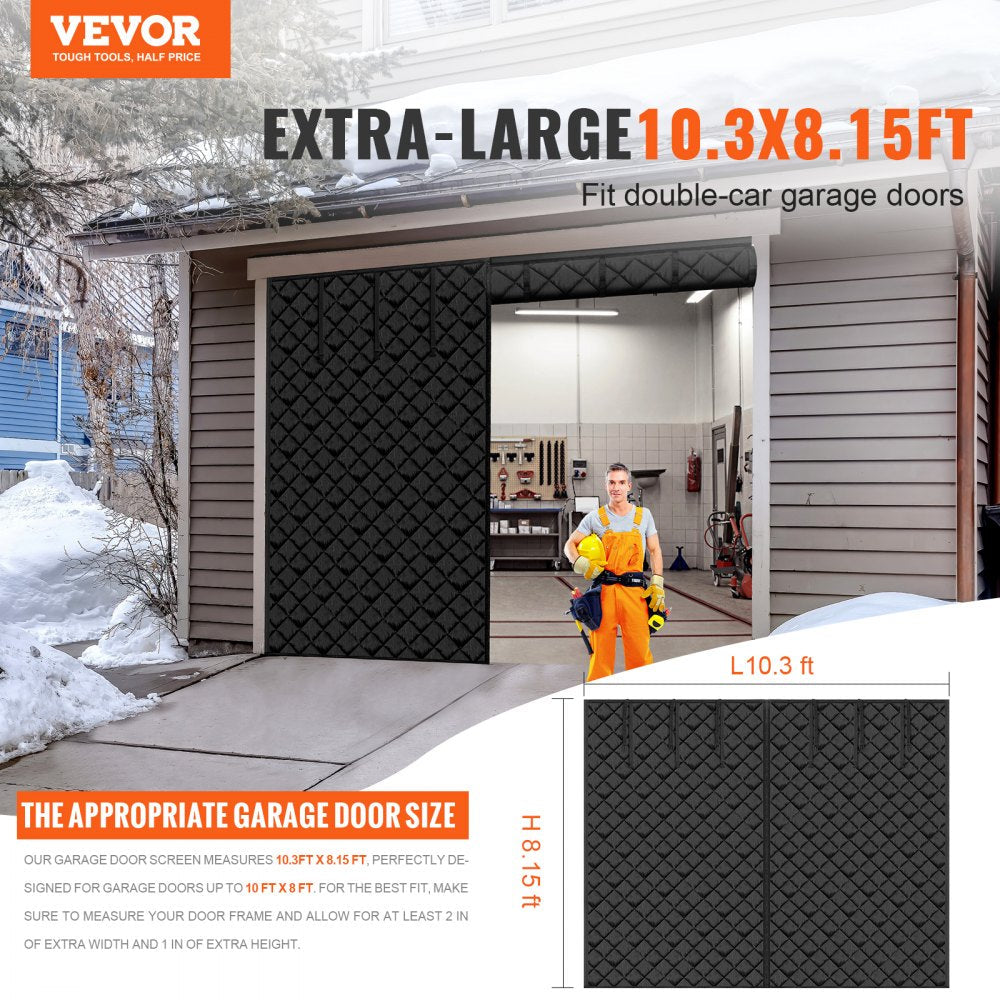 VEVOR Garage Door Screen for Winter 10.3 x 8.14 ft Garage Door Insulation Kit 