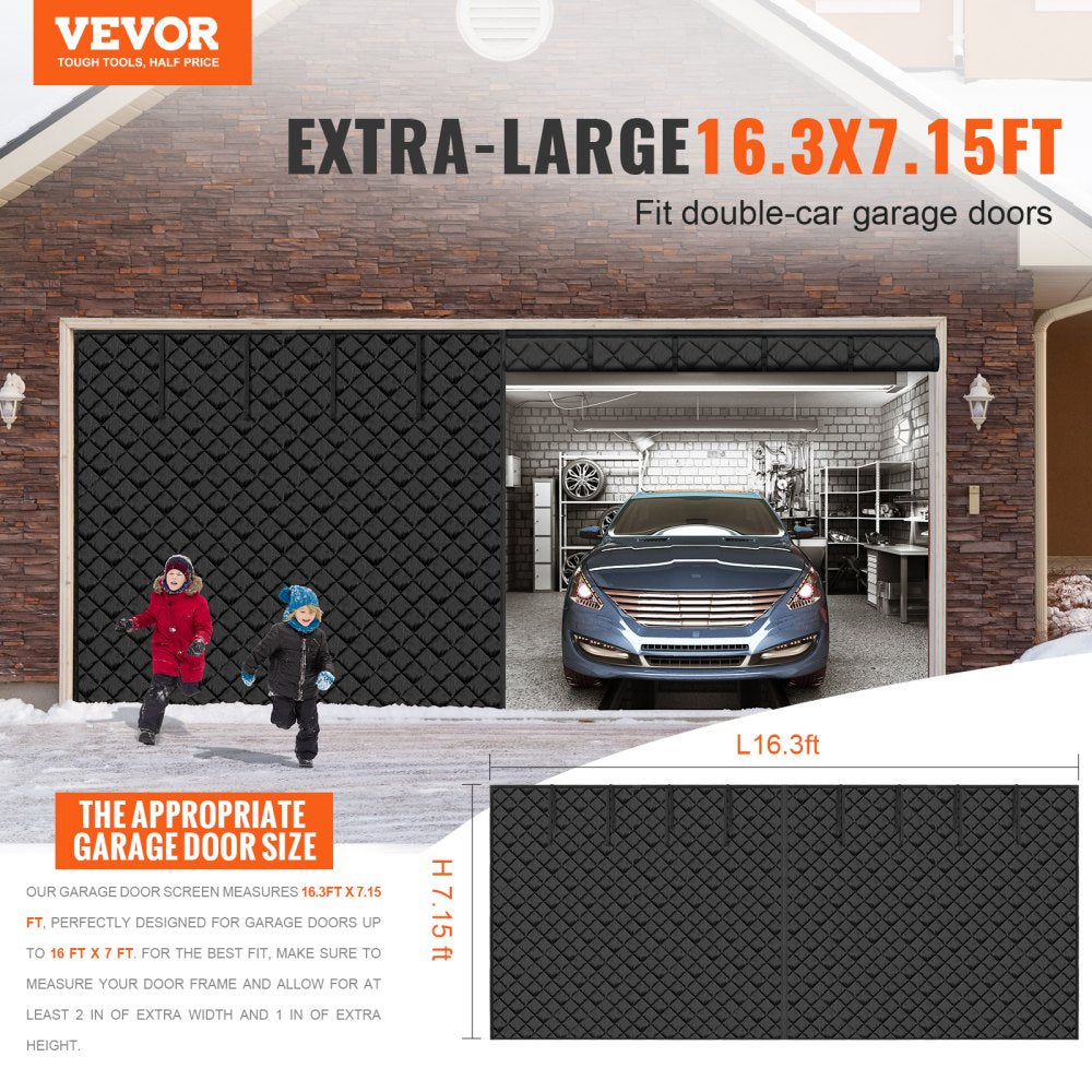 VEVOR Garage Door Screen for Winter 16.3 x 7.15 ft Garage Door Insulation Kit 