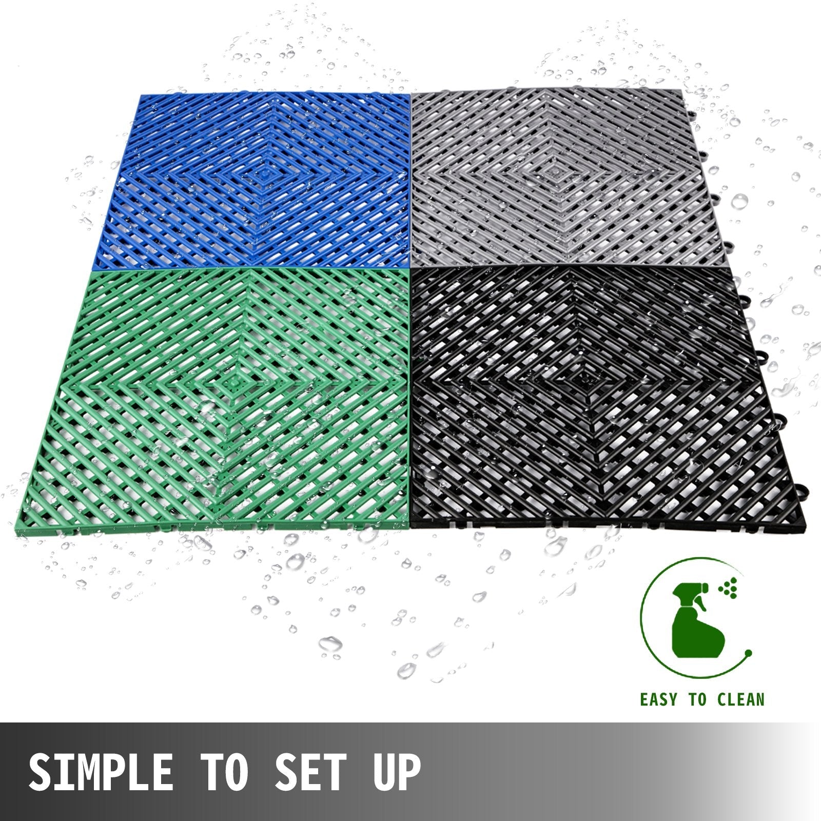 VEVOR Tiles Interlocking 55 PCS Black, Drainage Tiles 12x12x0.5 Inches, Deck Tiles Outdoor Floor Tiles, Outdoor Interlocking Tiles, Deck Flooring for Pool Shower Bathroom Deck Patio Garage 