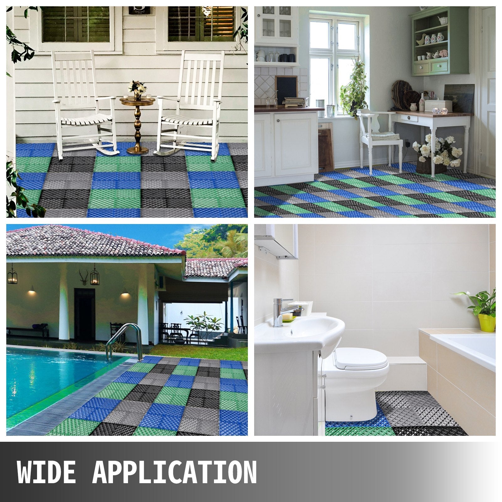 VEVOR Tiles Interlocking 55 PCS Black, Drainage Tiles 12x12x0.5 Inches, Deck Tiles Outdoor Floor Tiles, Outdoor Interlocking Tiles, Deck Flooring for Pool Shower Bathroom Deck Patio Garage 