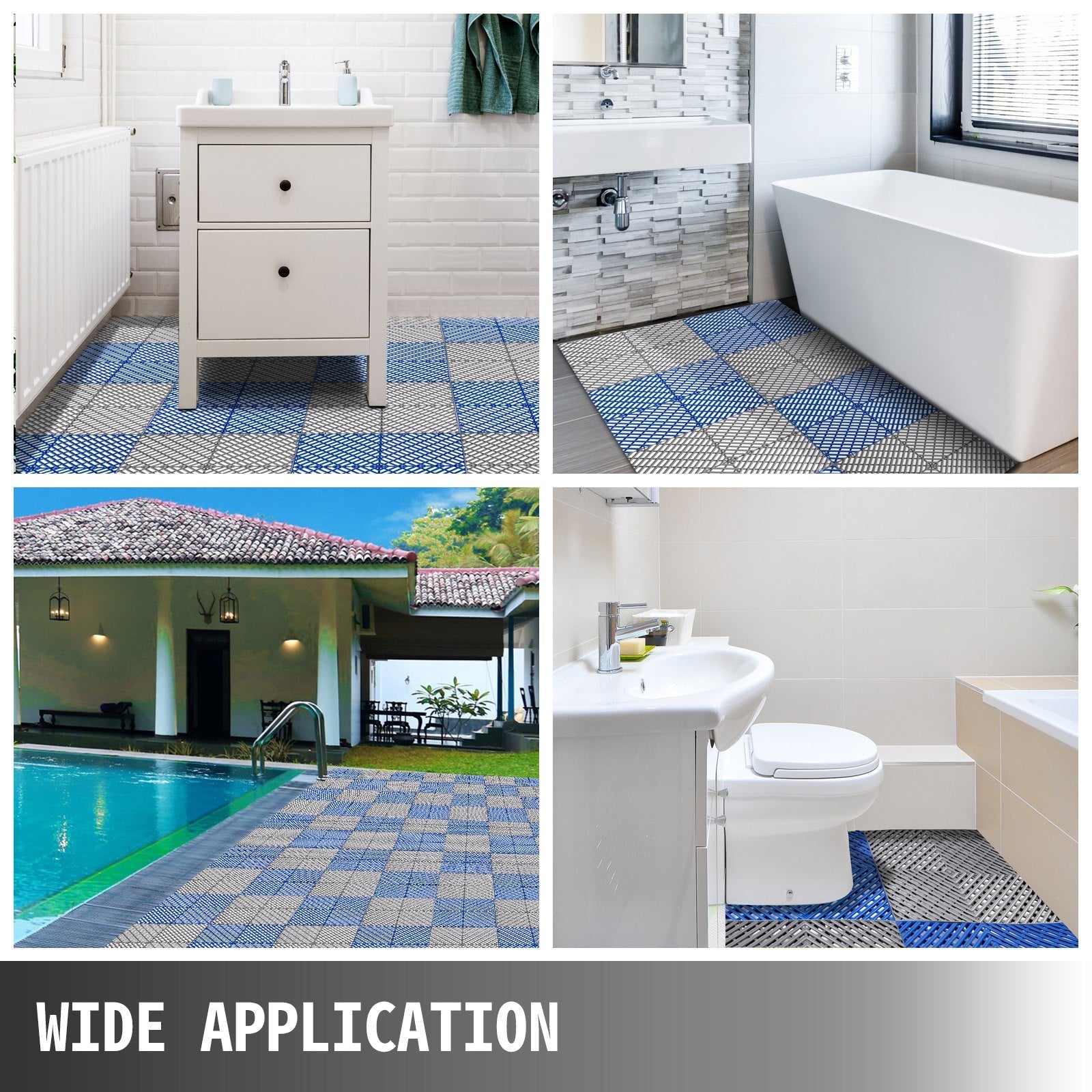VEVOR Rubber Tiles Interlocking 55 PCS Gary, Drainage Tiles 12x12x0.5 Inches, Deck Tiles Outdoor Floor Tiles, Outdoor Interlocking Tiles, Deck Flooring for Pool Shower Bathroom Deck Patio Garage 