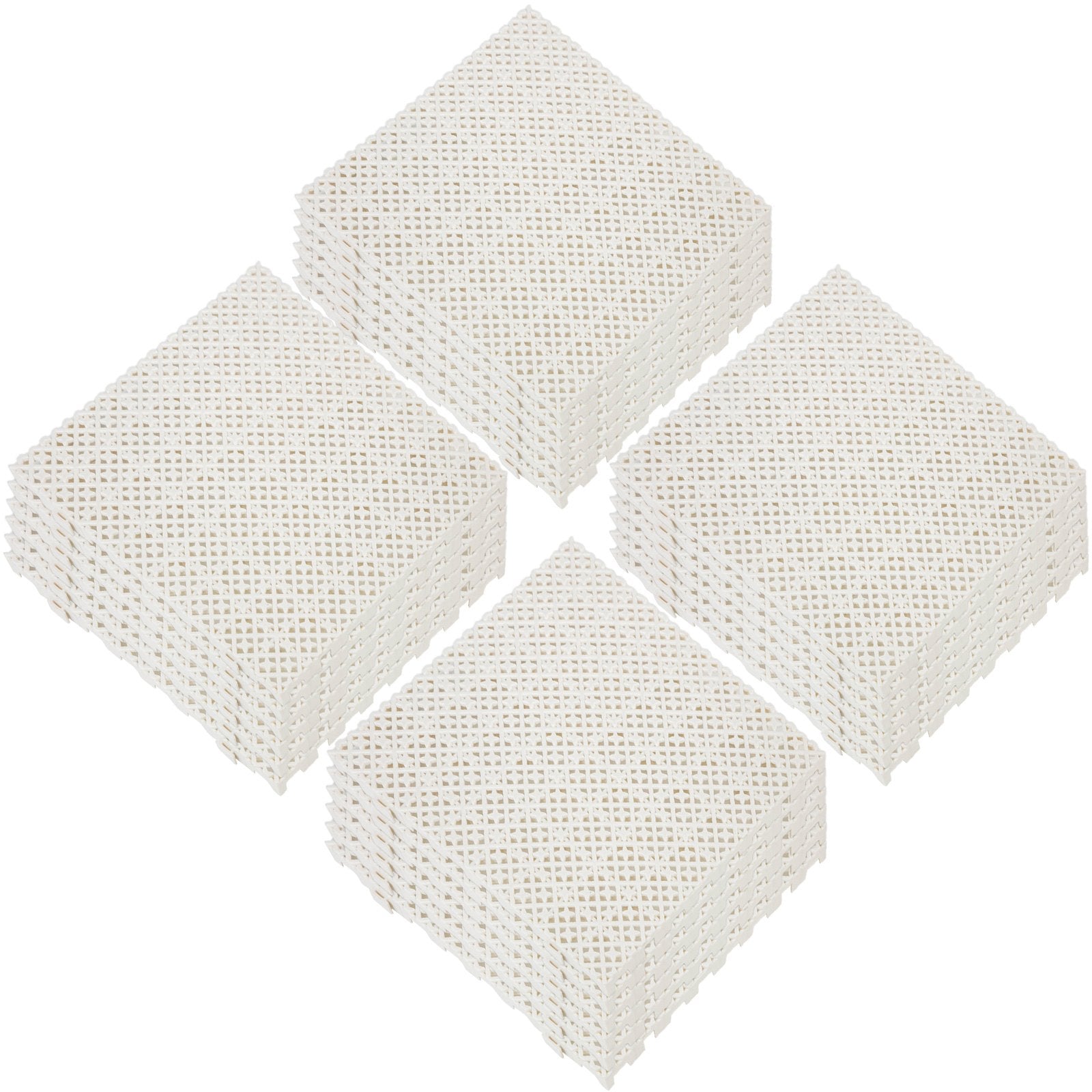 VEVOR Drainage Tiles Interlocking 25 Pack White, Outdoor Modular Interlocking Deck Tile 11.8x11.8x0.5 Inches, Dry Deck Tiles for Pool Shower Sauna Bathroom Deck Patio Garage 