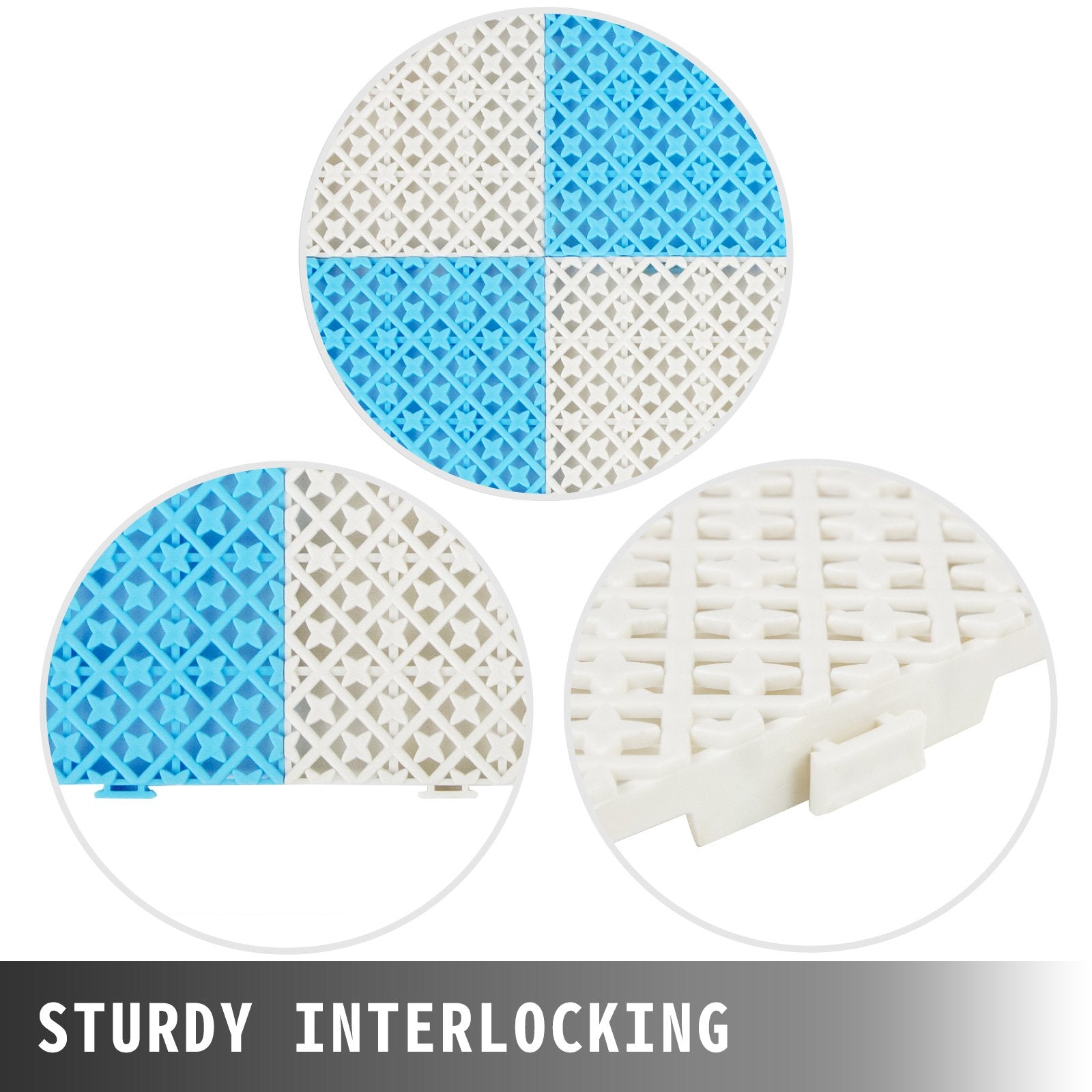 VEVOR Drainage Tiles Interlocking 25 Pack White, Outdoor Modular Interlocking Deck Tile 11.8x11.8x0.5 Inches, Dry Deck Tiles for Pool Shower Sauna Bathroom Deck Patio Garage 