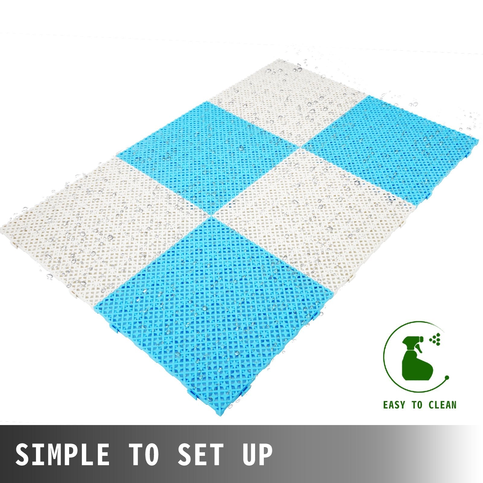VEVOR Drainage Tiles Interlocking 25 Pack White, Outdoor Modular Interlocking Deck Tile 11.8x11.8x0.5 Inches, Dry Deck Tiles for Pool Shower Sauna Bathroom Deck Patio Garage 