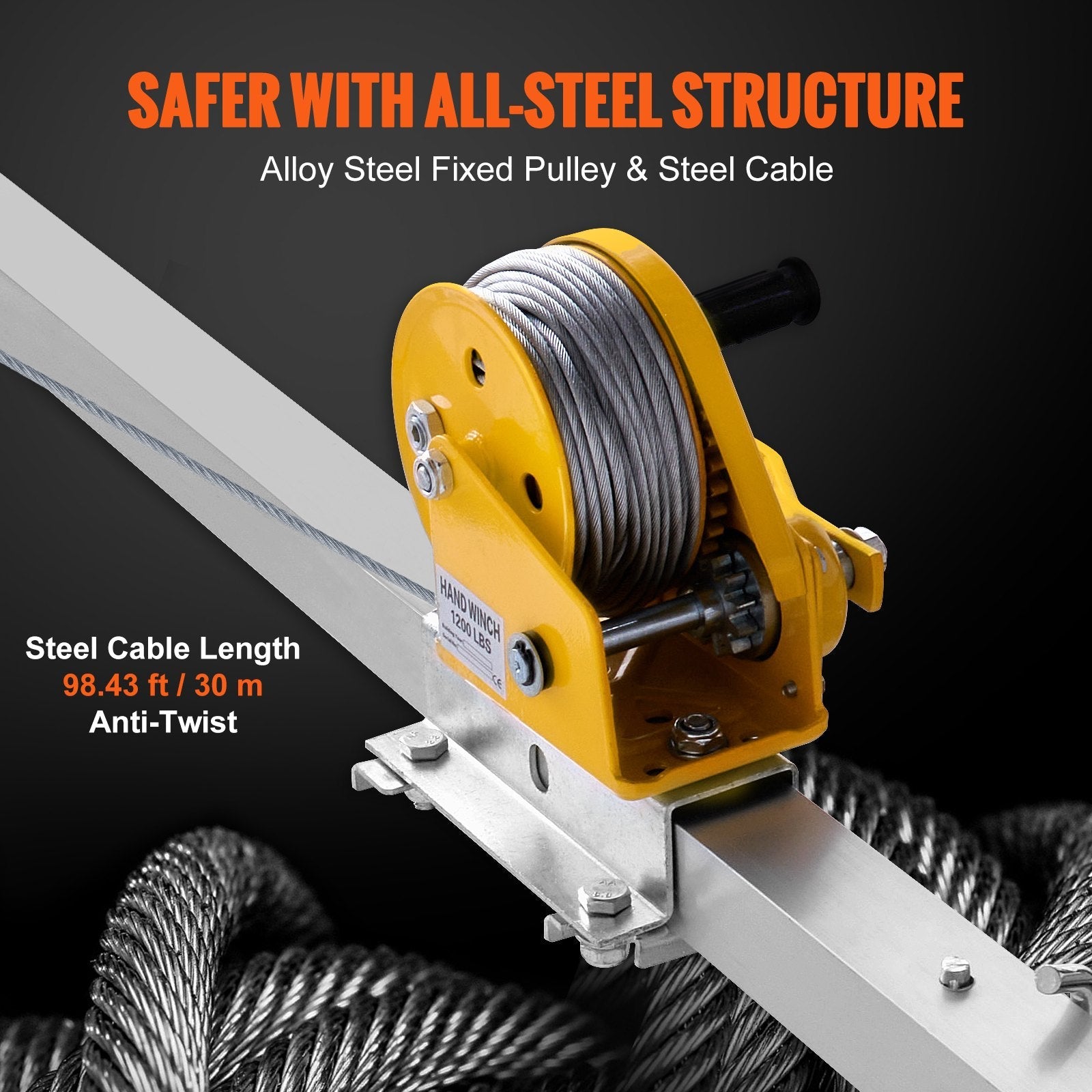 VEVOR Confined Space Tripod Kit, 1200 lbs Winch, Confined Space Tripod 7' Legs and 98' Cable, Confined Space Rescue Tripod 32.8' Fall Protection, Harness, Storage Bag for Traditional Confined Spaces 
