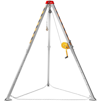 VEVOR Confined Space Tripod Kit, 1200 lbs Winch, Confined Space Tripod 7' Legs and 98' Cable, Confined Space Rescue Tripod 32.8' Fall Protection, Harness, Storage Bag for Traditional Confined Spaces 