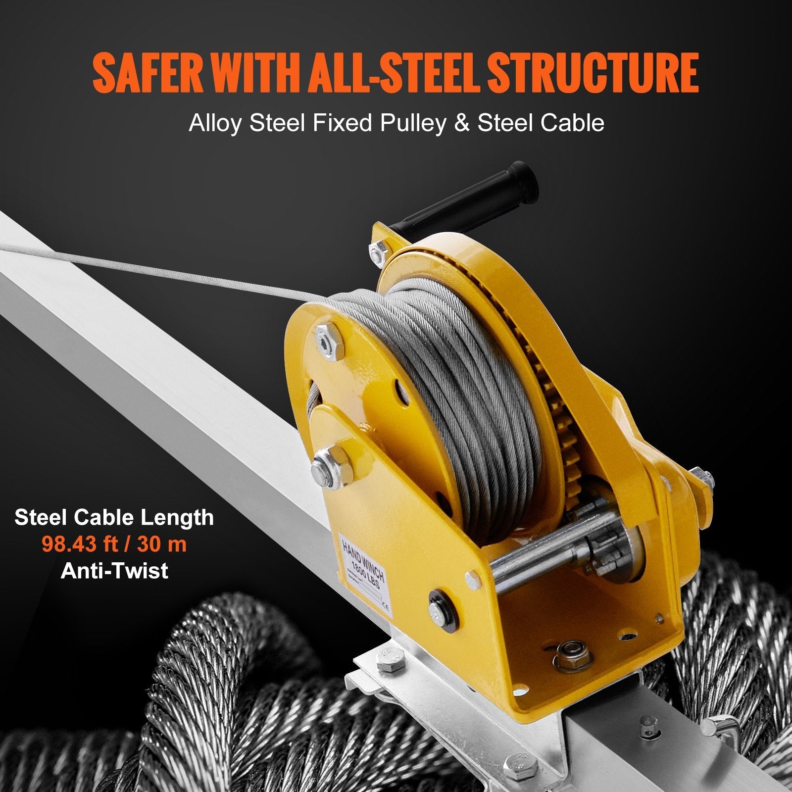 VEVOR Confined Space Tripod Kit, 1800 lbs Winch, Confined Space Tripod 7' Legs and 98' Cable, Confined Space Rescue Tripod 32.8' Fall Protection, Harness, Storage Bag for Traditional Confined Spaces 