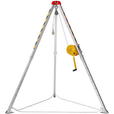 VEVOR Confined Space Tripod Kit, 1800 lbs Winch, Confined Space Tripod 7' Legs and 98' Cable, Confined Space Rescue Tripod 32.8' Fall Protection, Harness, Storage Bag for Traditional Confined Spaces 