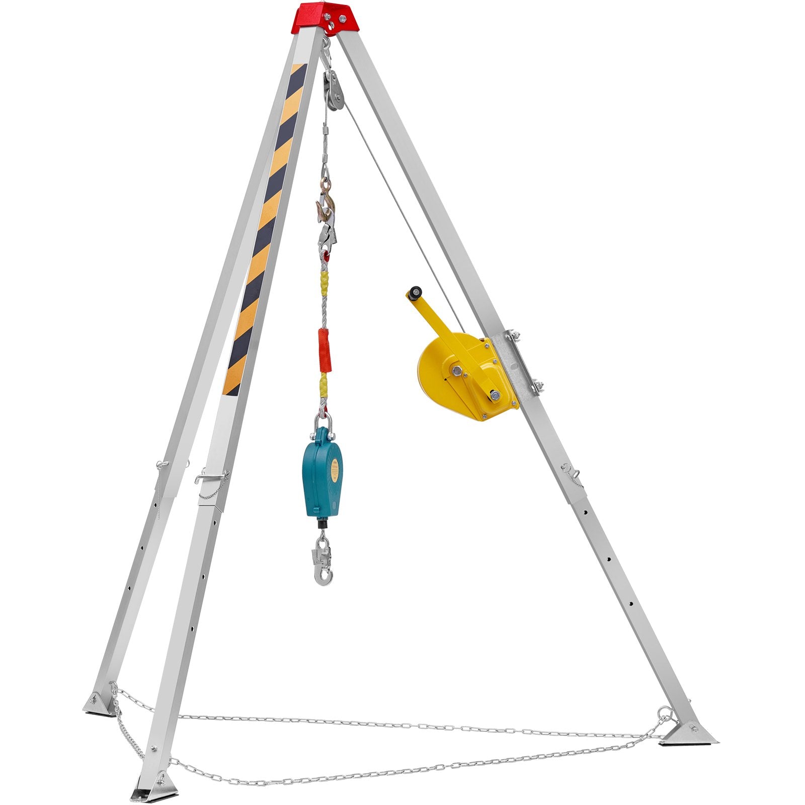 VEVOR Confined Space Tripod Kit, 1800 lbs Winch, Confined Space Tripod 7' Legs and 98' Cable, Confined Space Rescue Tripod 32.8' Fall Protection, Harness, Storage Bag for Traditional Confined Spaces 