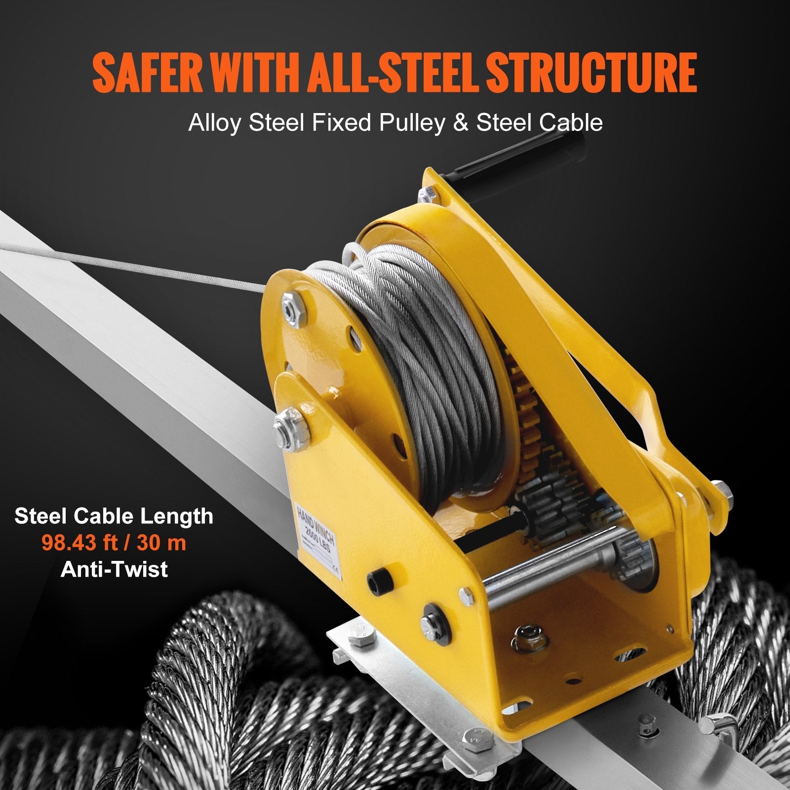 VEVOR Confined Space Tripod Kit, 2600 lbs Winch, Confined Space Tripod 8' Legs and 98' Cable, Confined Space Rescue Tripod 32.8' Fall Protection, Harness, Storage Bag for Traditional Confined Spaces 