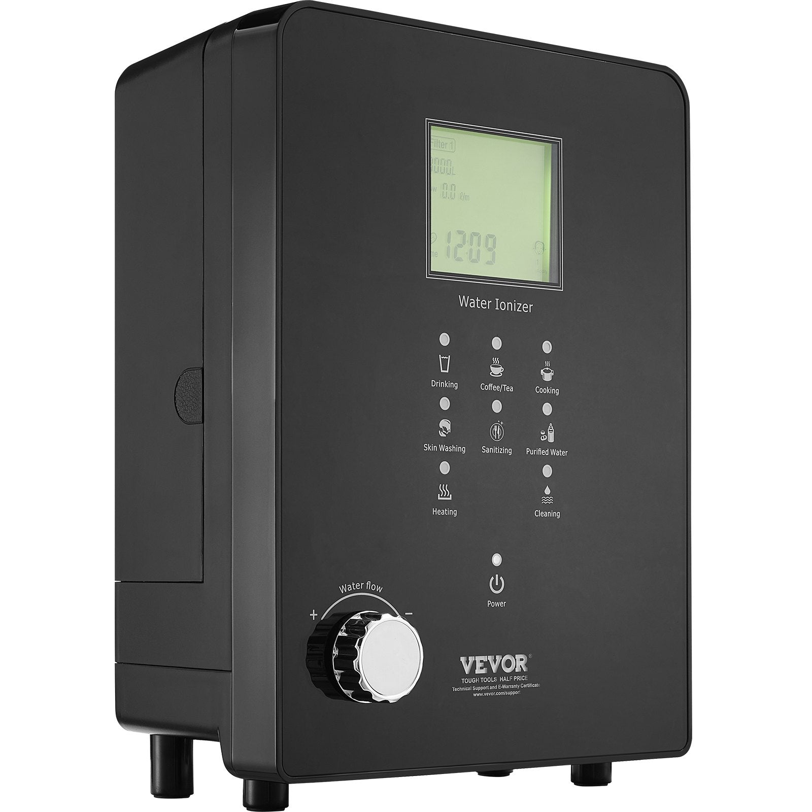 VEVOR Alkaline Water Ionizer Machine, pH 3-11.2 Alkaline Acidic Hydrogen Water Purifier, 6 Water Settings Home Filtration System, Up to -800mV ORP, 9000L Per Filter, UV Function, Water Heating 