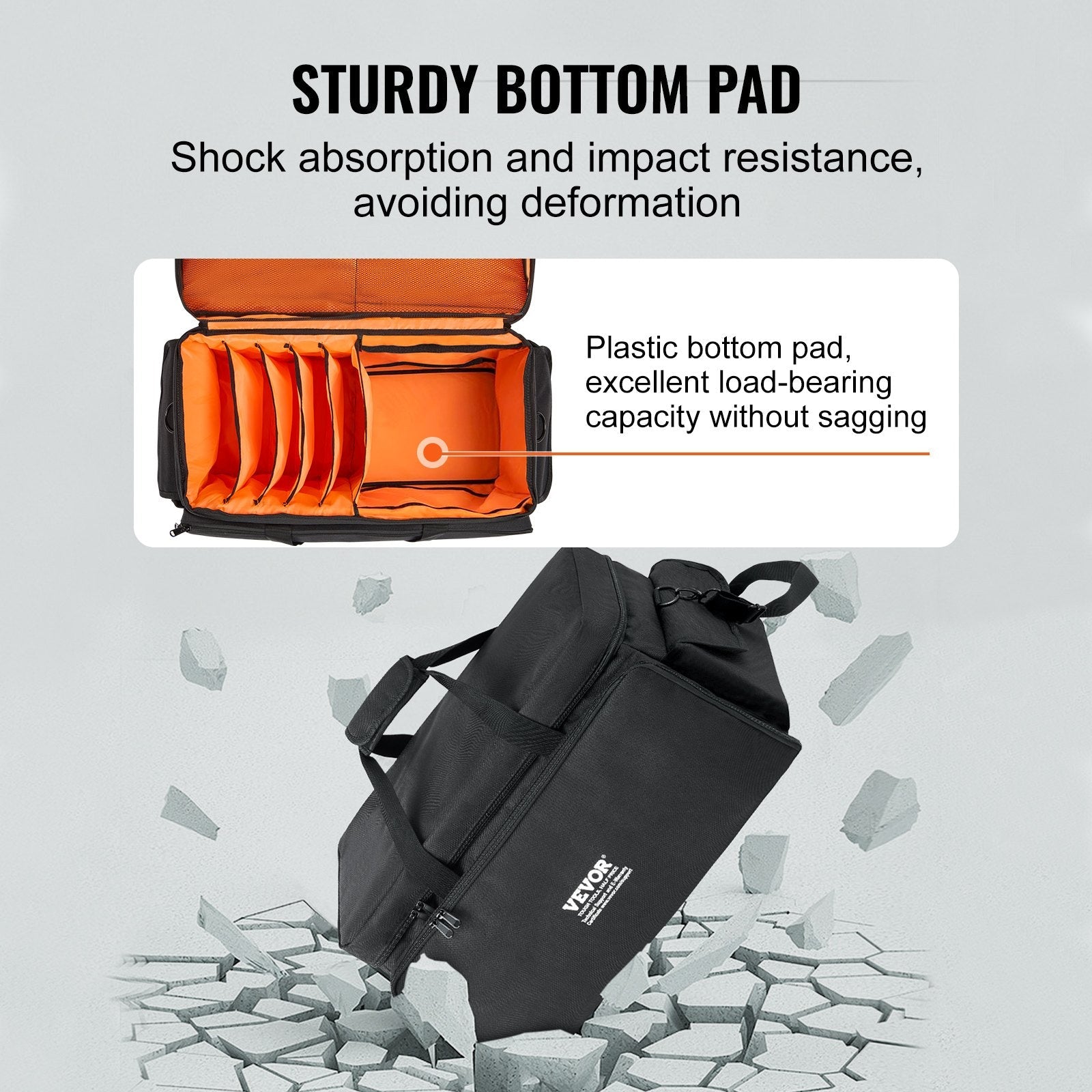 VEVOR DJ Cable File Bag, 1200D Oxford Fabric, DJ Gig Bag with 9 Detachable Divider 4.92 ft Padded Shoulder Strap Plastic Bottom Pad, 23.6 x 11.8 x 12.7 in DJ Wire Bag for DJ Gear Musical Accessories 