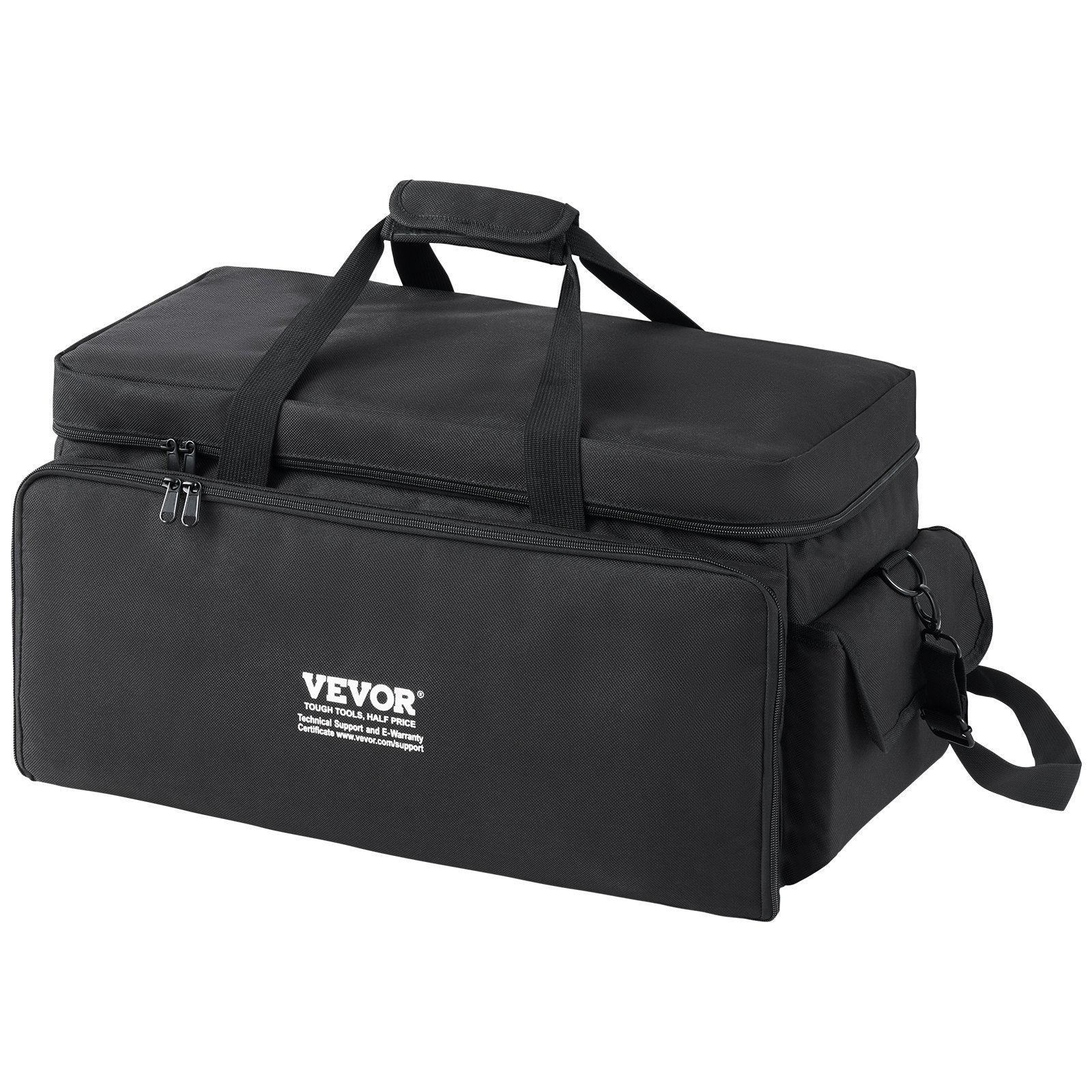 VEVOR DJ Cable File Bag, 1200D Oxford Fabric, DJ Gig Bag with 9 Detachable Divider 4.92 ft Padded Shoulder Strap Plastic Bottom Pad, 23.6 x 11.8 x 12.7 in DJ Wire Bag for DJ Gear Musical Accessories 